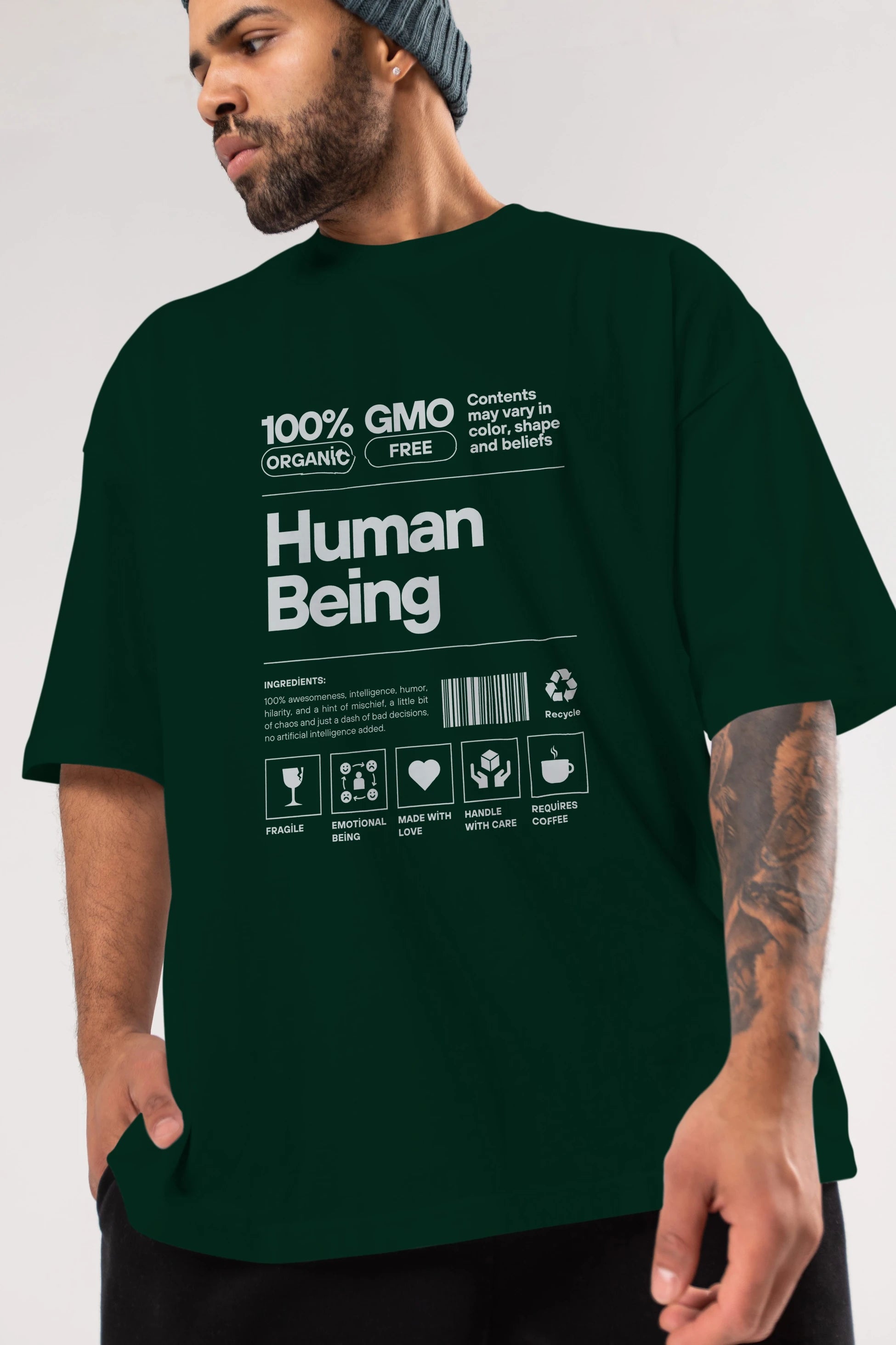 Human Being Ön Baskılı Oversize t-shirt Erkek Kadın Unisex