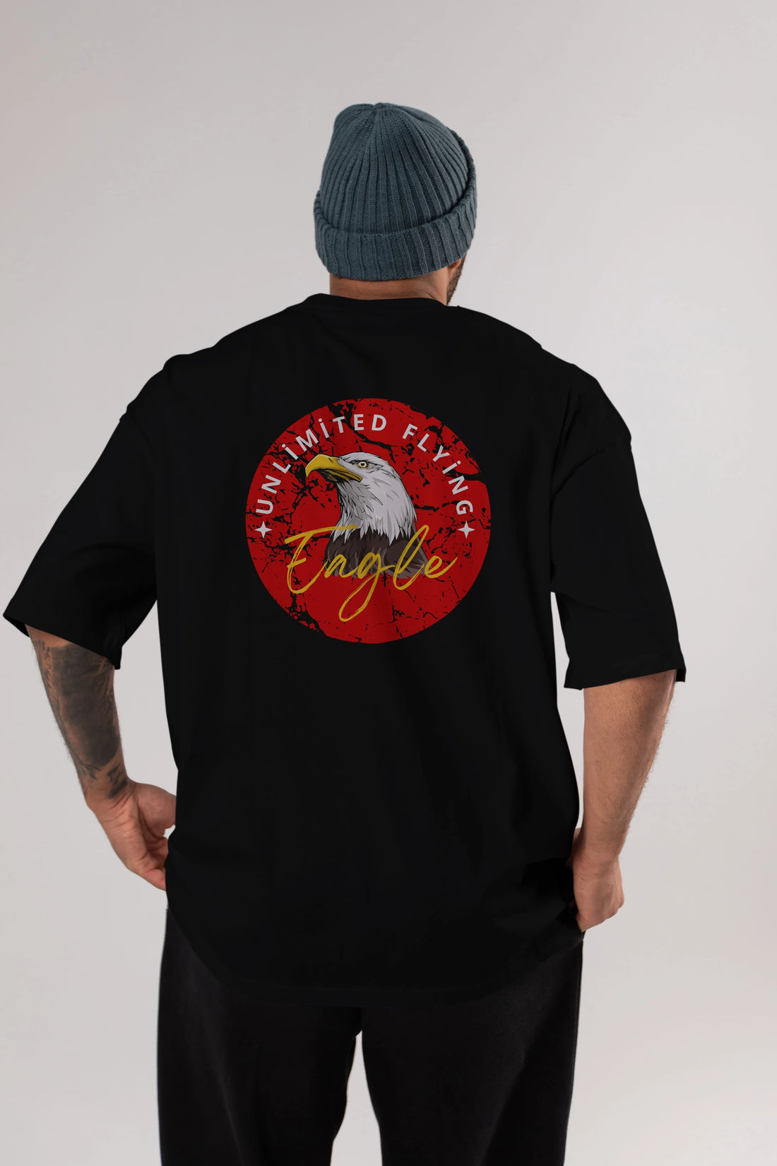 Unlimited Flying Yazılı Arka Baskılı Oversize t-shirt Erkek Kadın Unisex