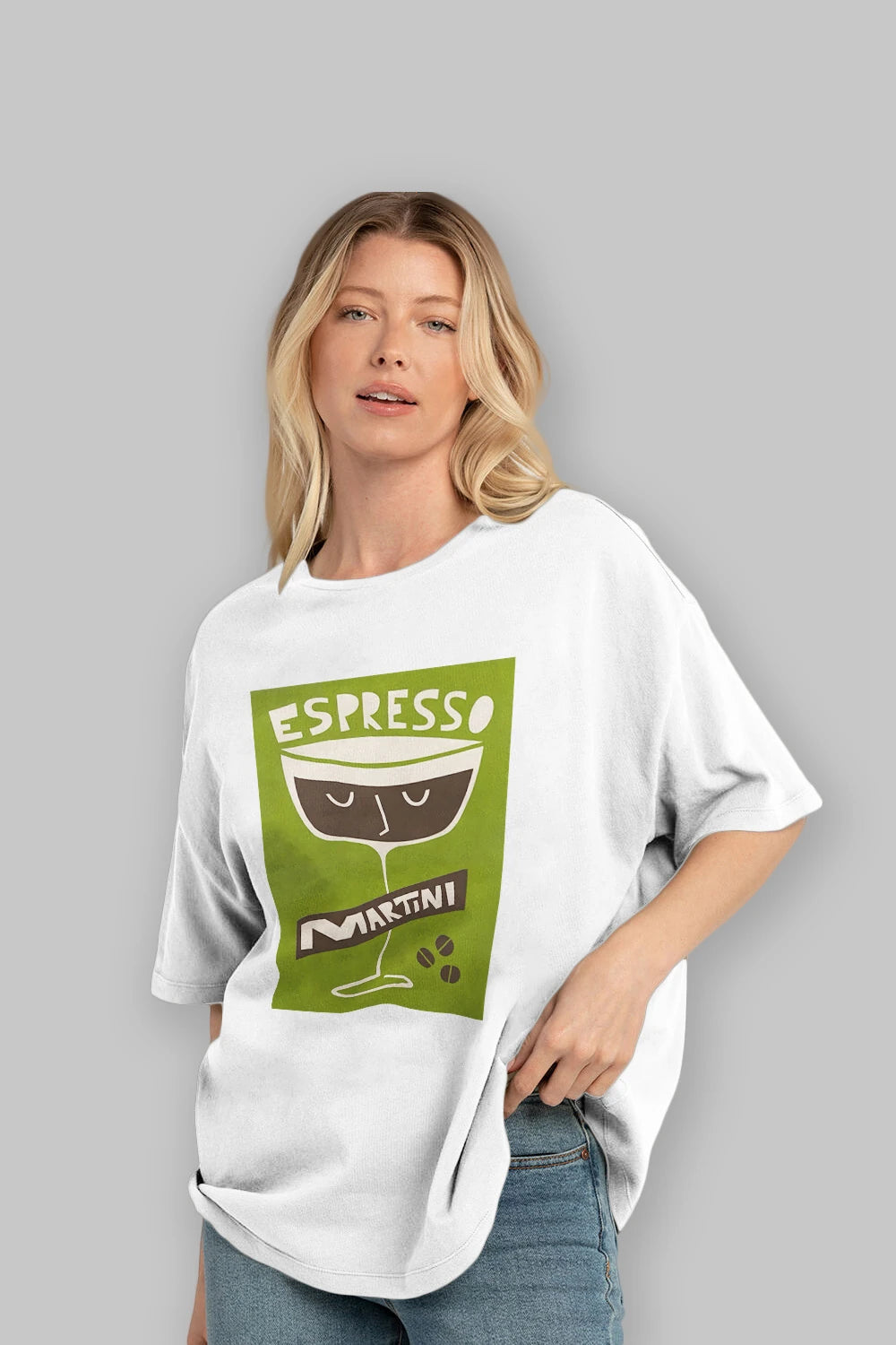 Espresso Martini 2 Ön Baskılı Oversize t-shirt Erkek Kadın Unisex %100 Pamuk Bisiklet Yaka tişort