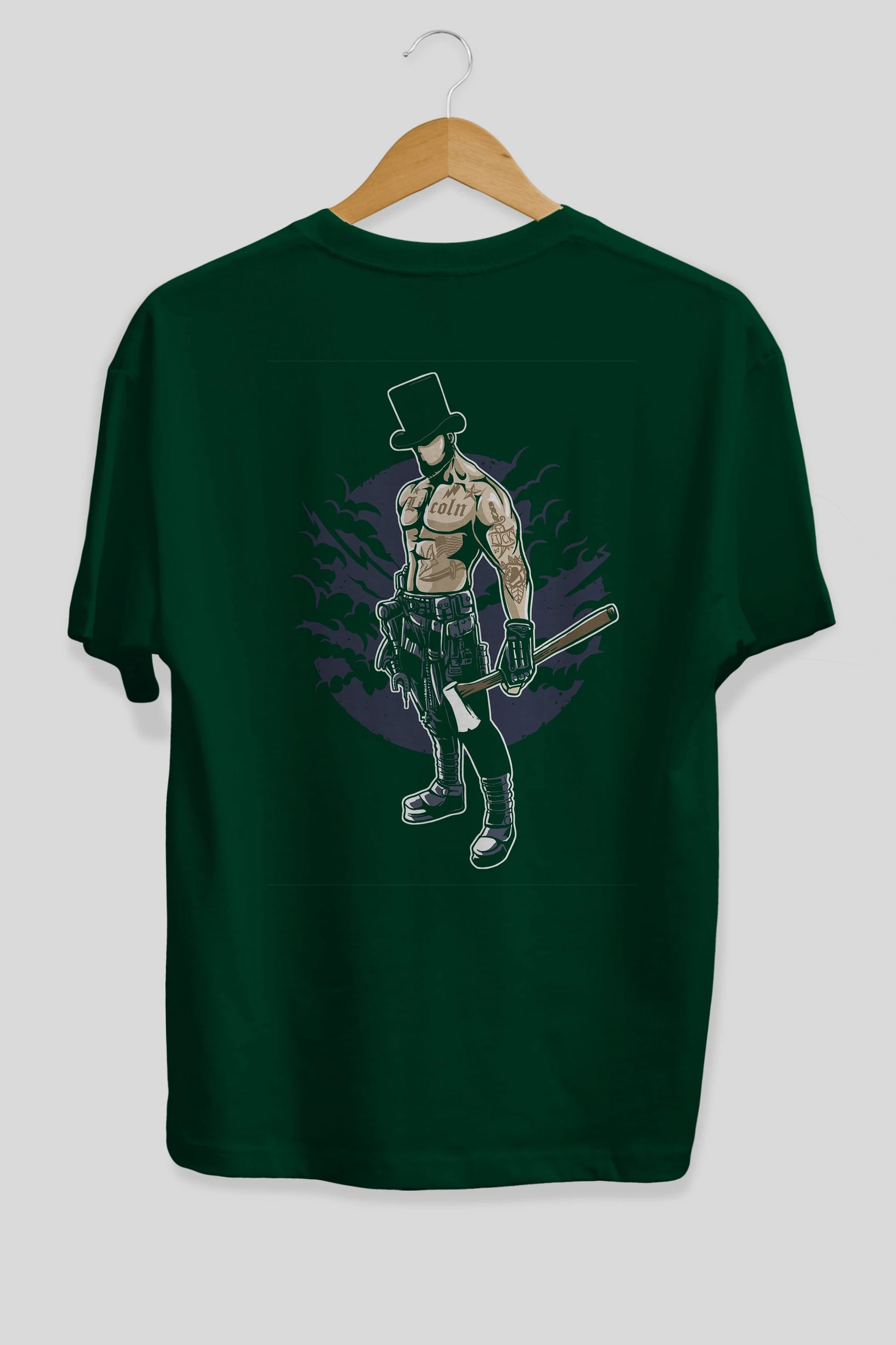 Lincoln Arka Baskılı Oversize t-shirt Erkek Kadın Unisex %100 Pamuk