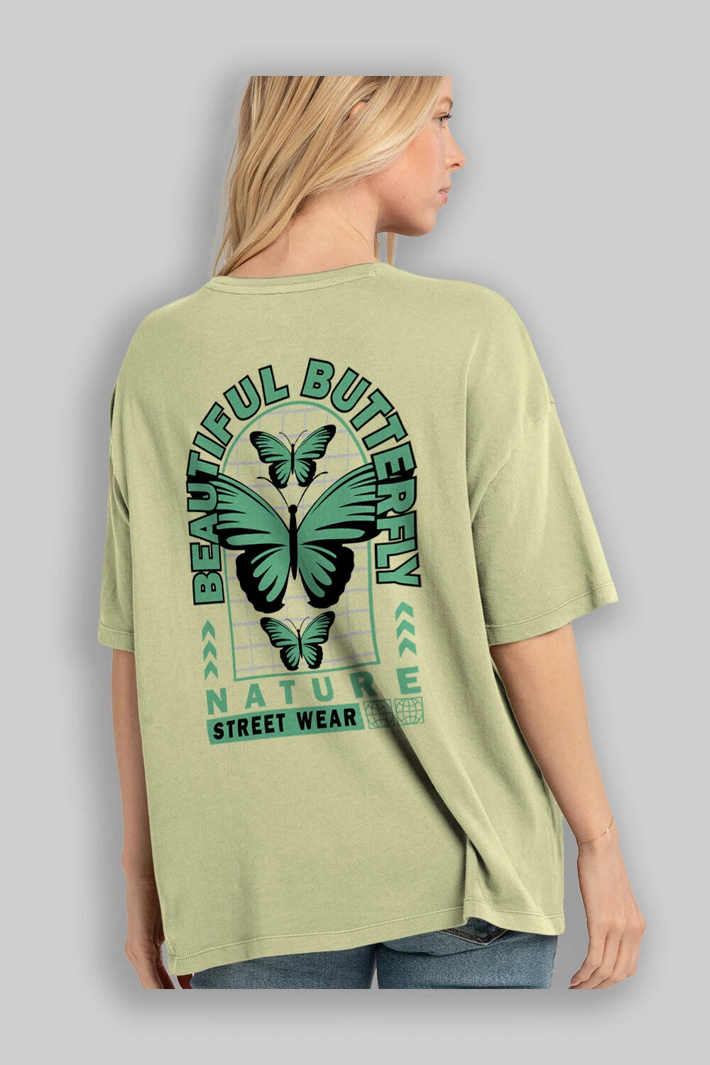 Beautiful Butterfly Arka Baskılı Oversize t-shirt Erkek Kadın Unisex