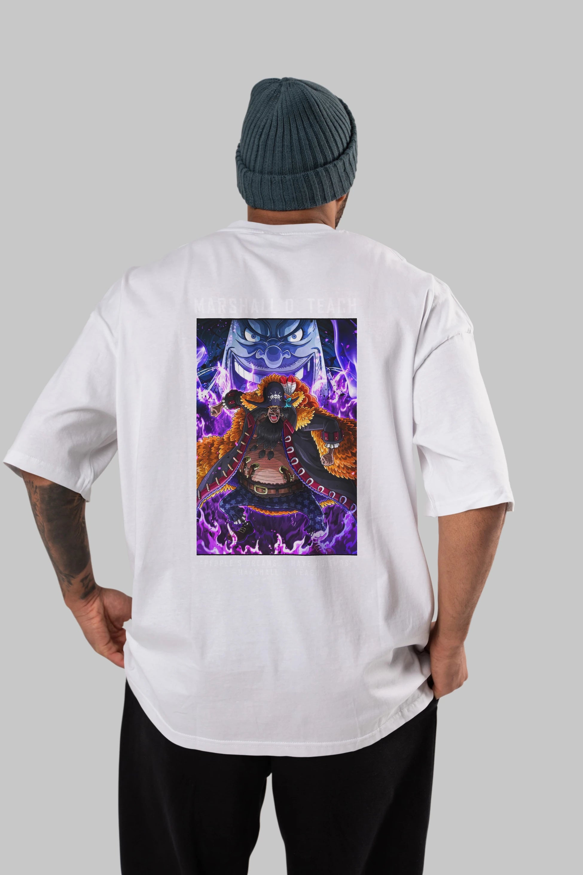 Blackbeard Anime Arka Baskılı Oversize t-shirt Erkek Kadın Unisex %100 pamuk tişort