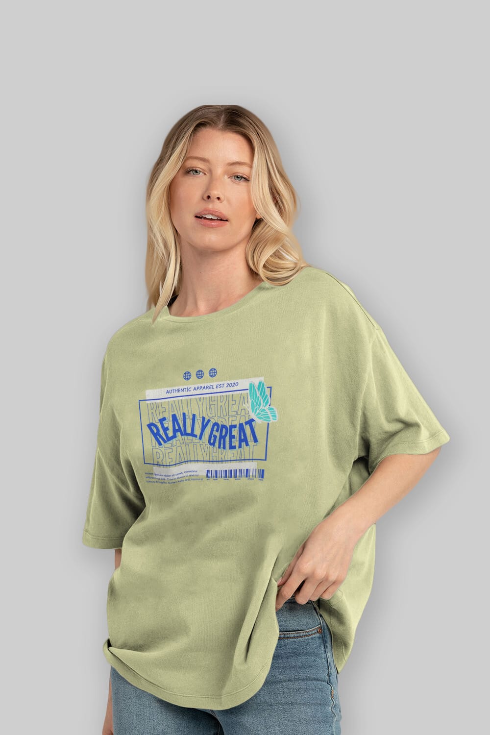 Really Great Yazılı Ön Baskılı Oversize t-shirt Erkek Kadın Unisex