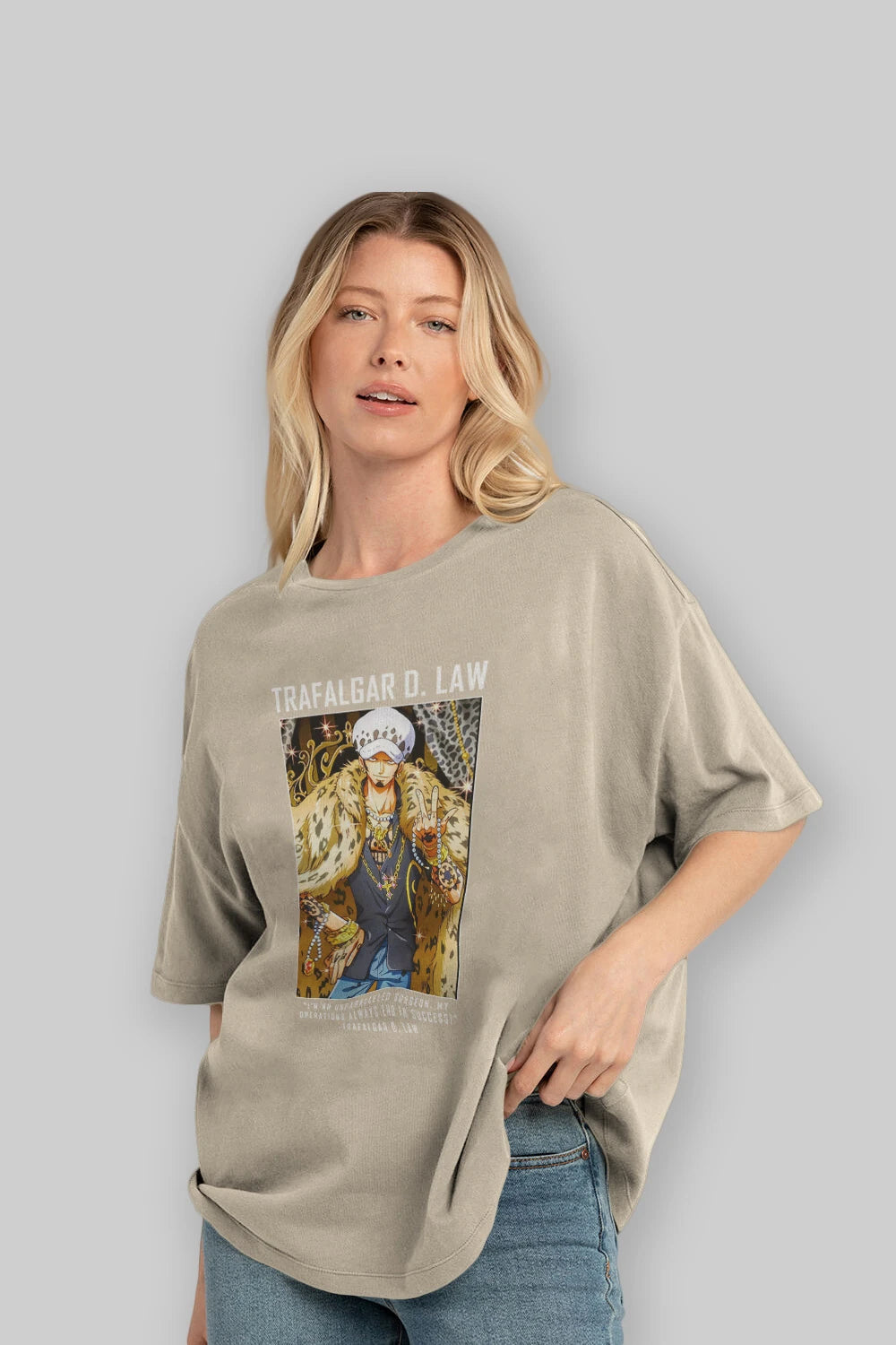 Trafalgar D. Water Law 2 Anime Ön Baskılı Oversize t-shirt Erkek Kadın Unisex