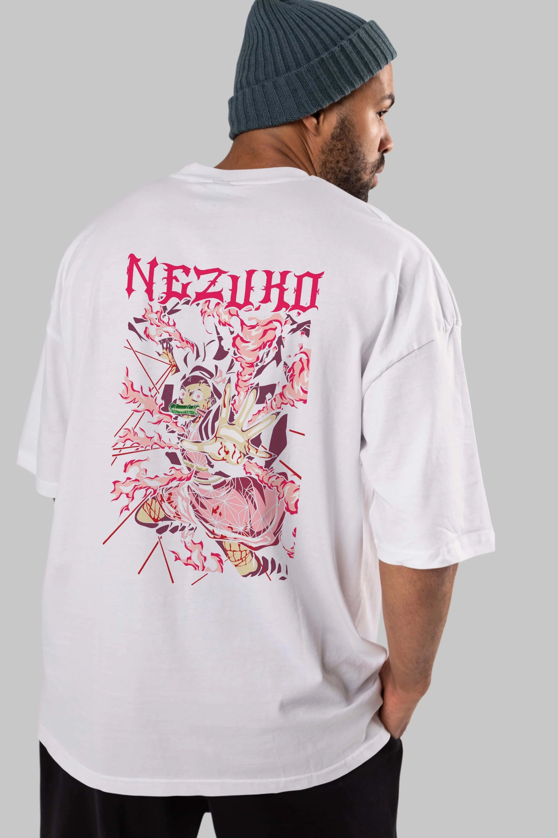 NEZUKO KAMADO Anime Arka Baskılı Oversize t-shirt Erkek Kadın Unisex