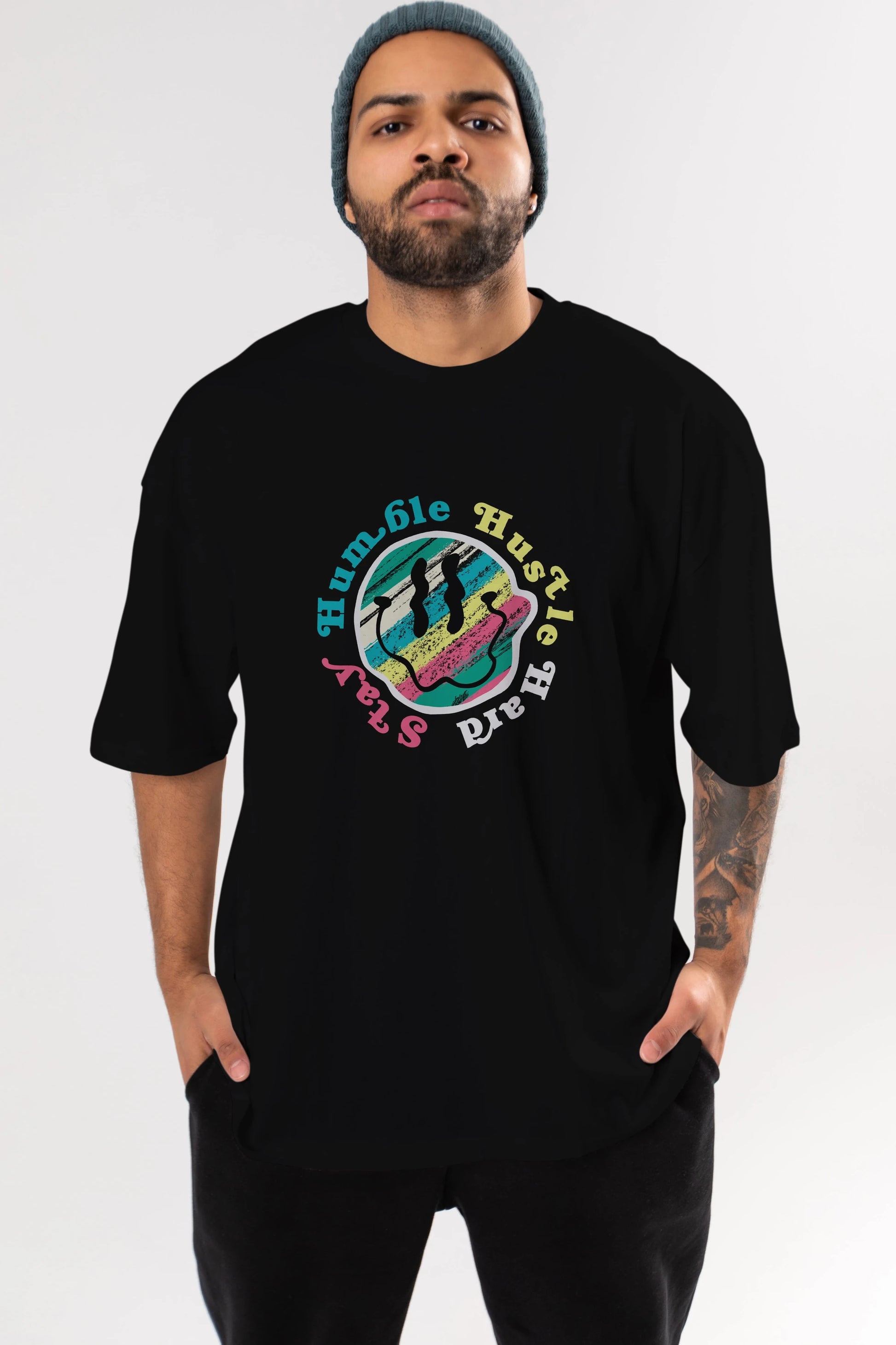 Stay Humble 2 Ön Baskılı Oversize t-shirt Erkek Kadın Unisex