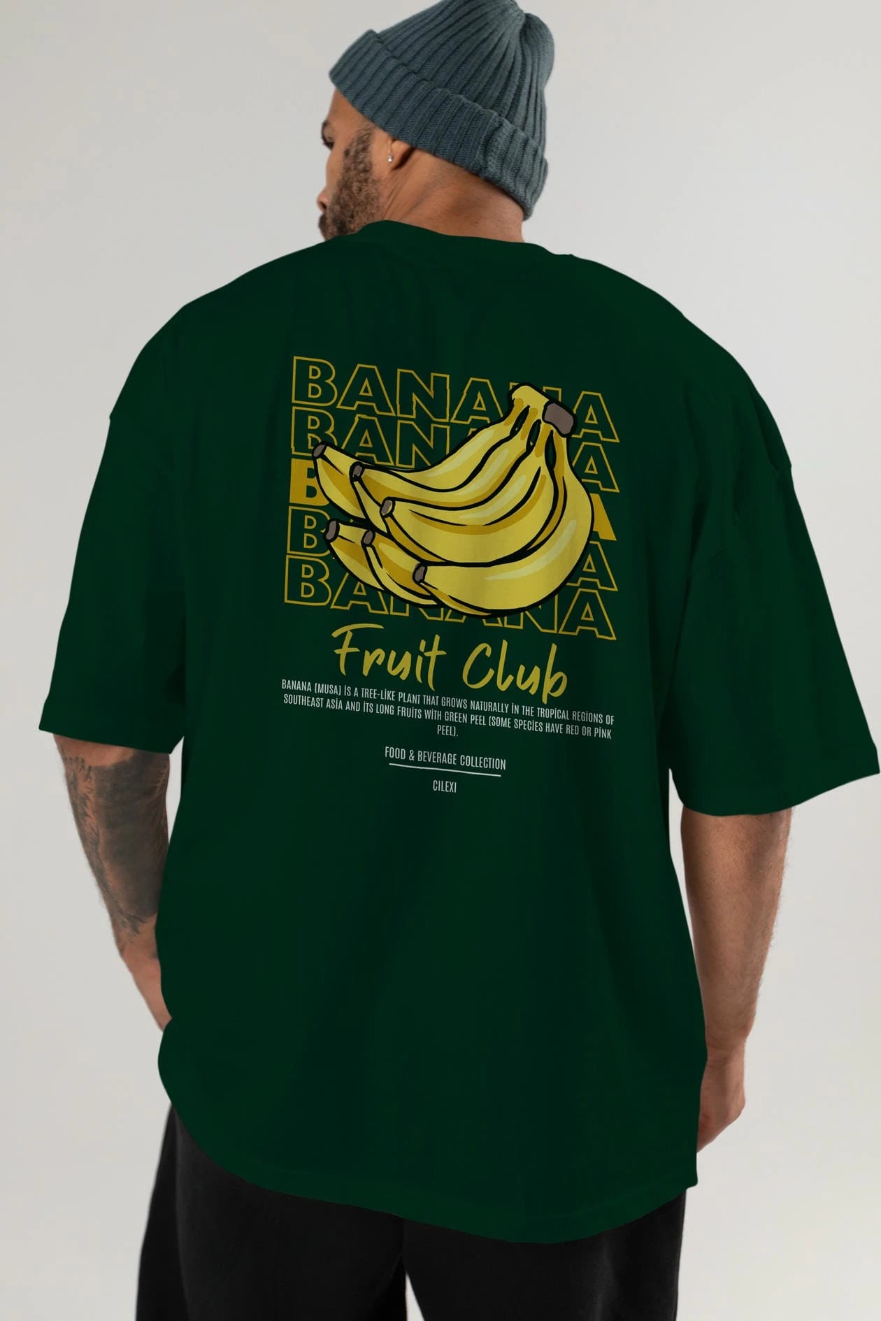 Banana Arka Baskılı Oversize t-shirt Erkek Kadın Pamuk Bisiklet Yaka tişort