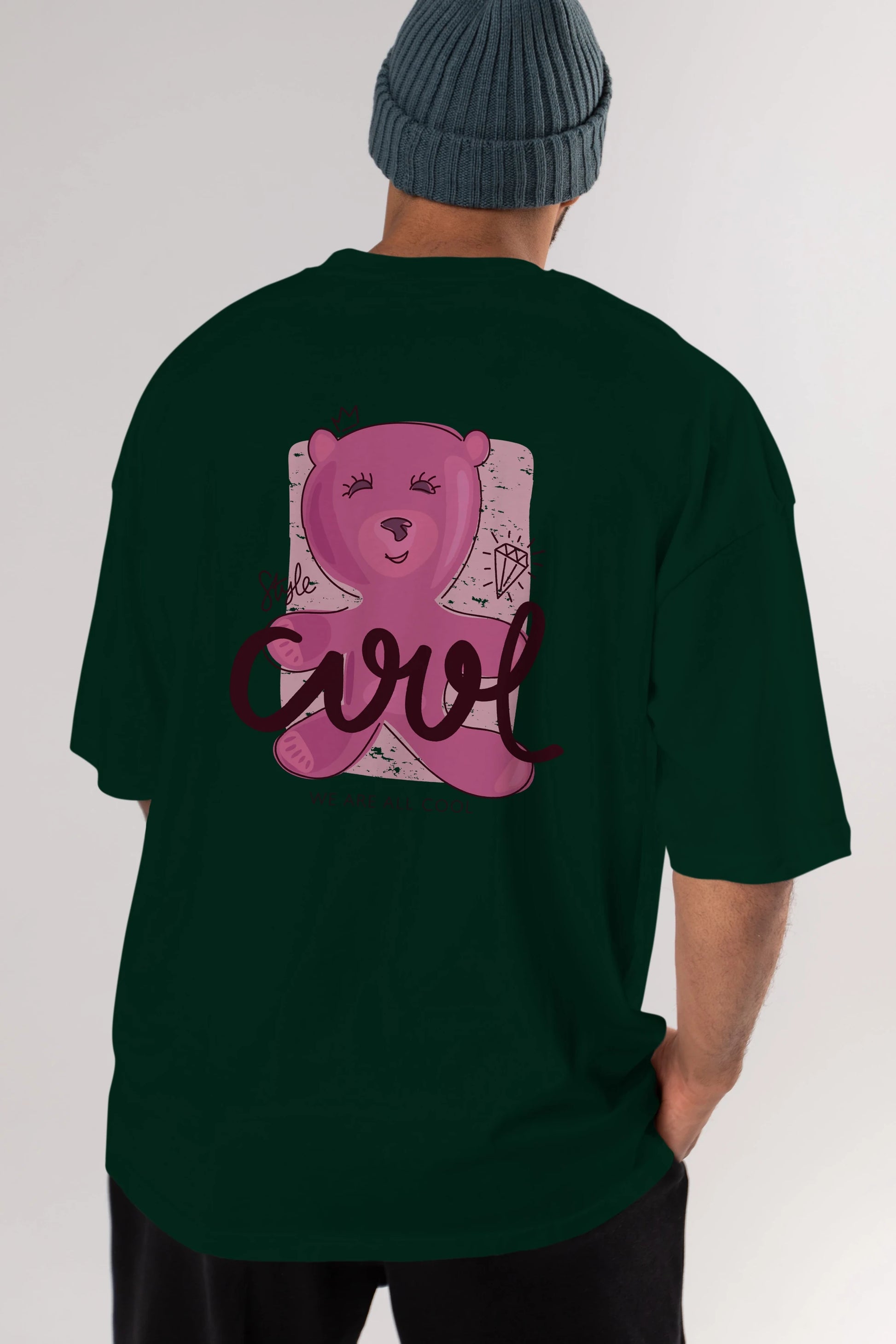 Cool Style Bear Arka Baskılı Oversize t-shirt Erkek Kadın Unisex