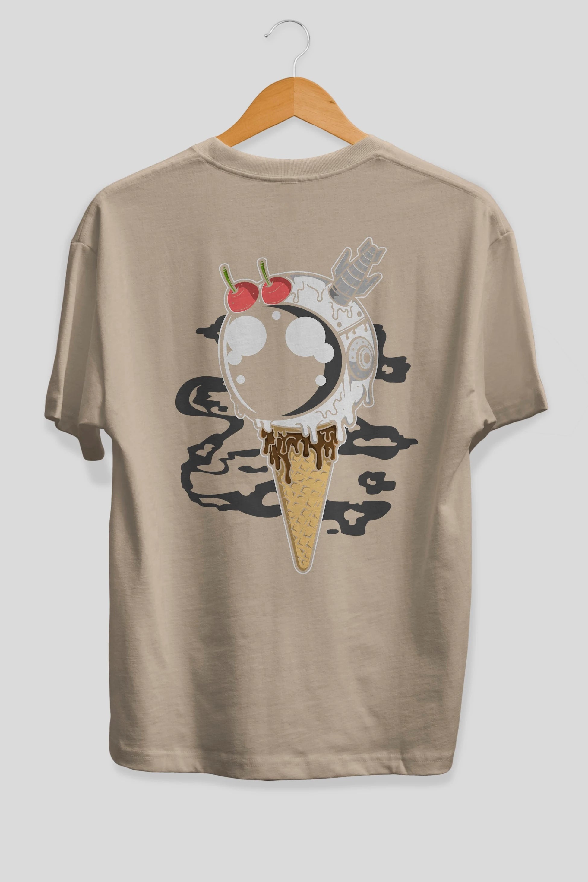 Astronaut Ice Cream Arka Baskılı Oversize t-shirt Erkek Kadın Unisex