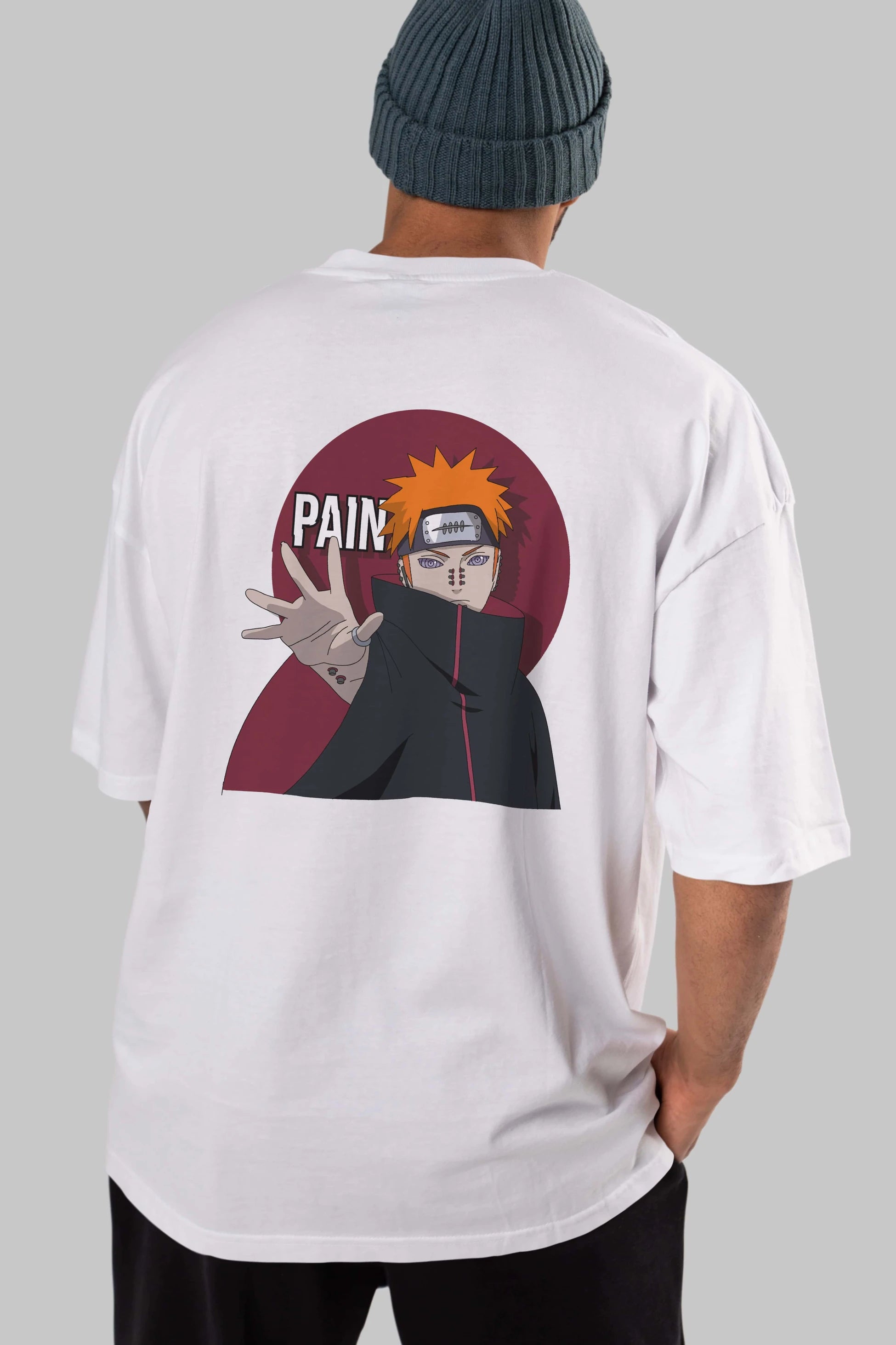 PAIN NARUTO Anime Arka Baskılı Oversize t-shirt Erkek Kadın Unisex