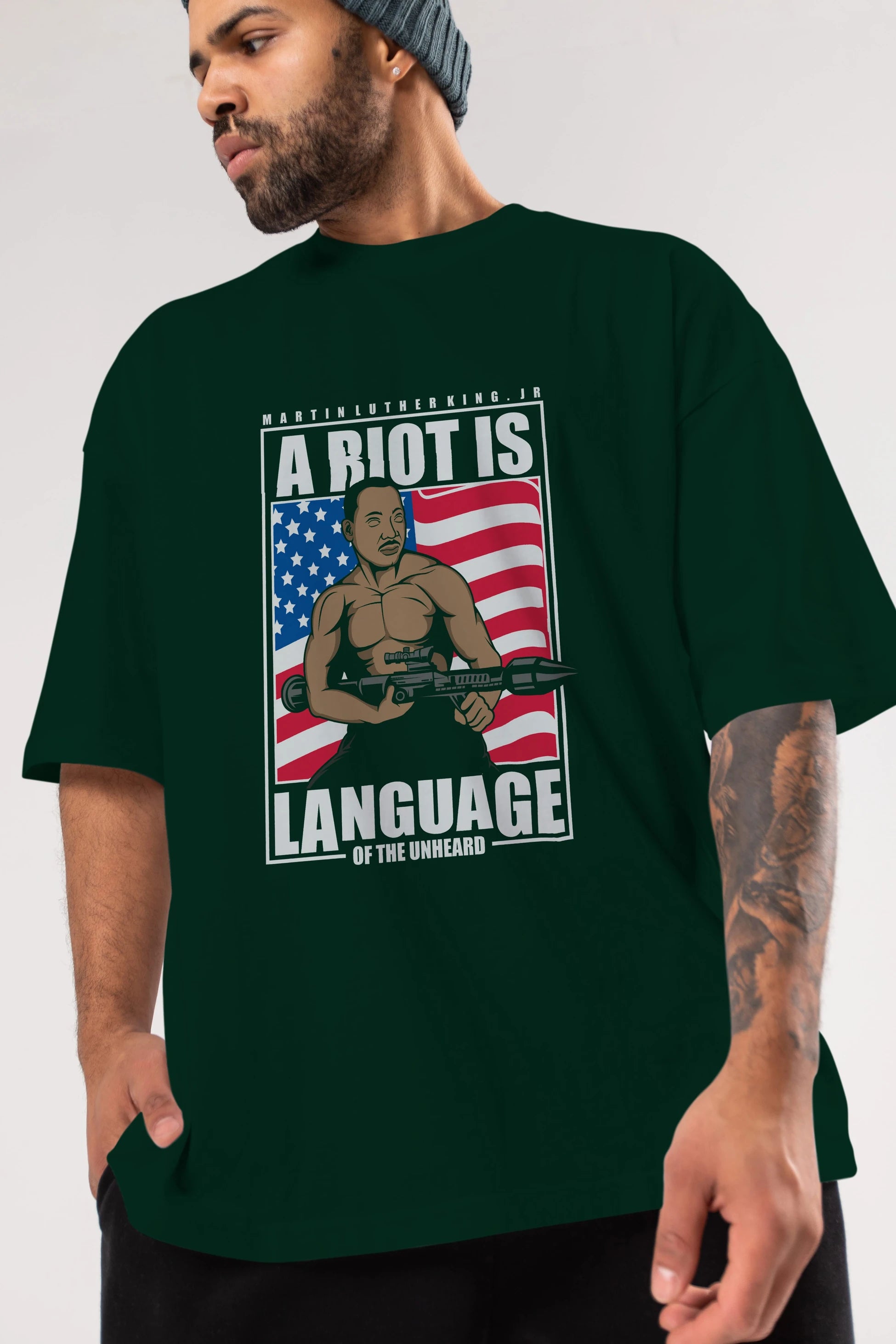 Luther King Jr Rambo Ön Baskılı Oversize t-shirt Erkek Kadın Unisex %100 Pamuk tişort