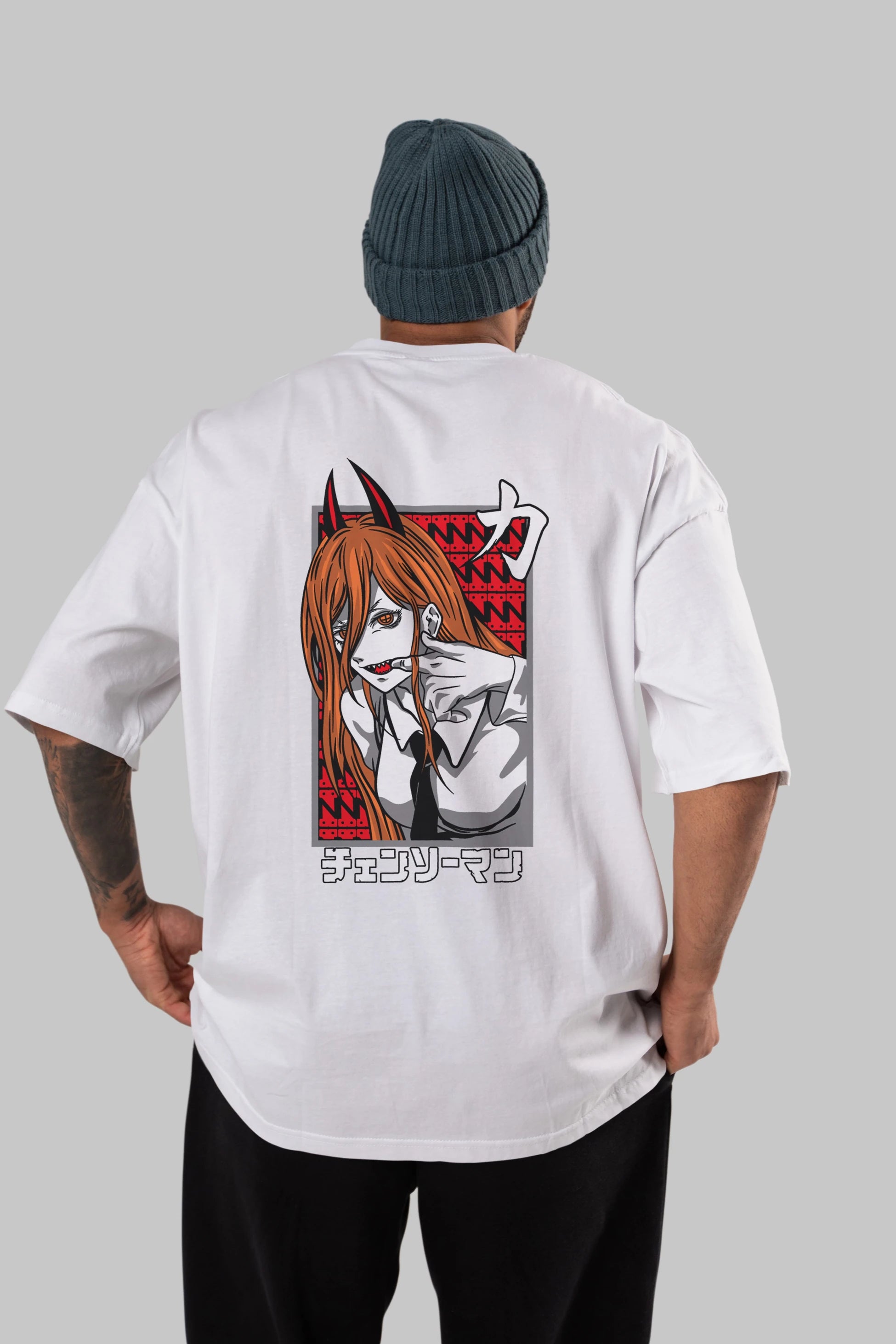 CHAINSAWMAN POWER Anime Arka Baskılı Oversize t-shirt Erkek Kadın Unisex