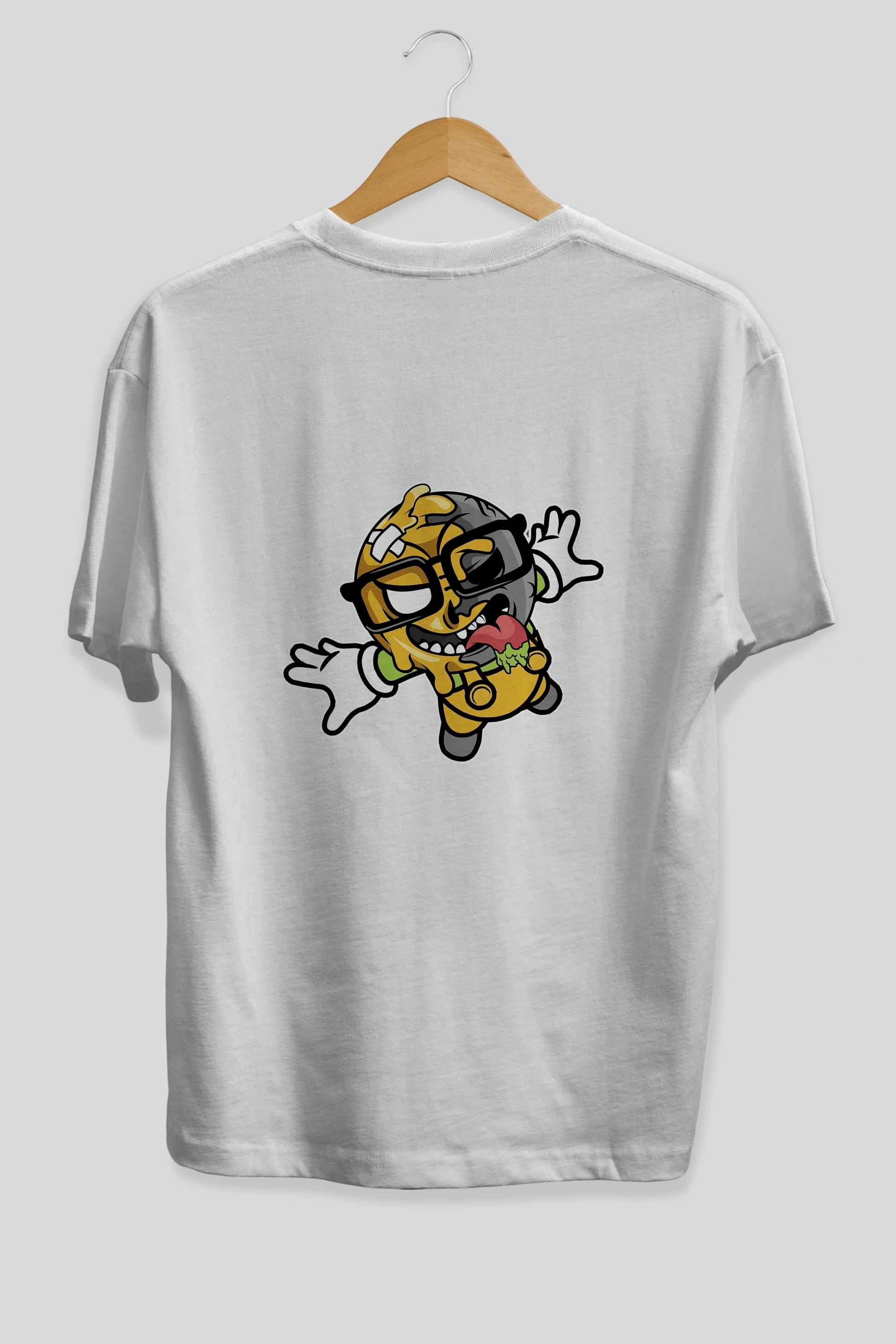 Smiley Jump Arka Baskılı Oversize t-shirt Erkek Kadın Unisex %100 Pamuk tişort