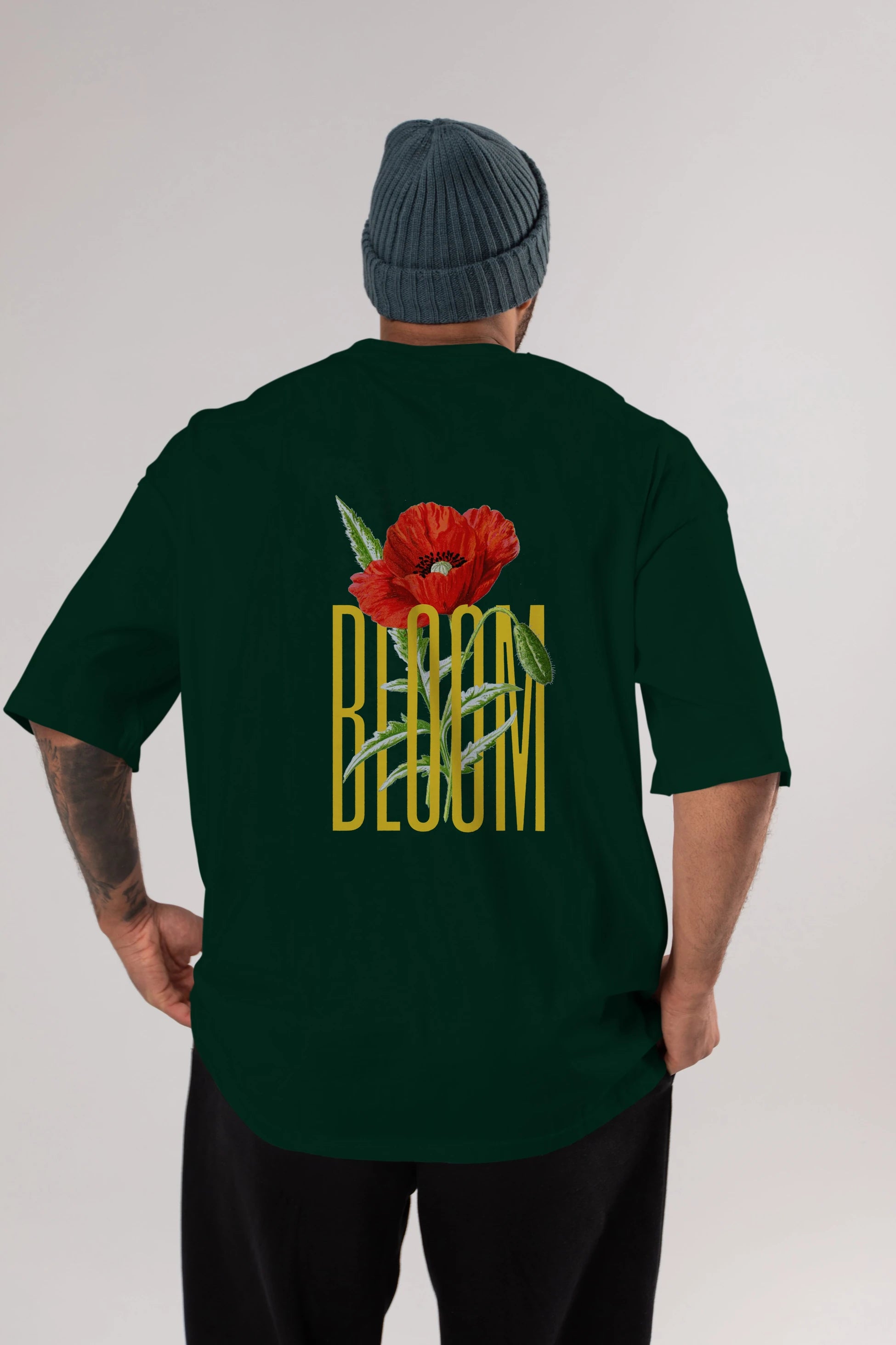 Bloom Flower Arka Baskılı Oversize t-shirt Erkek Kadın Unisex