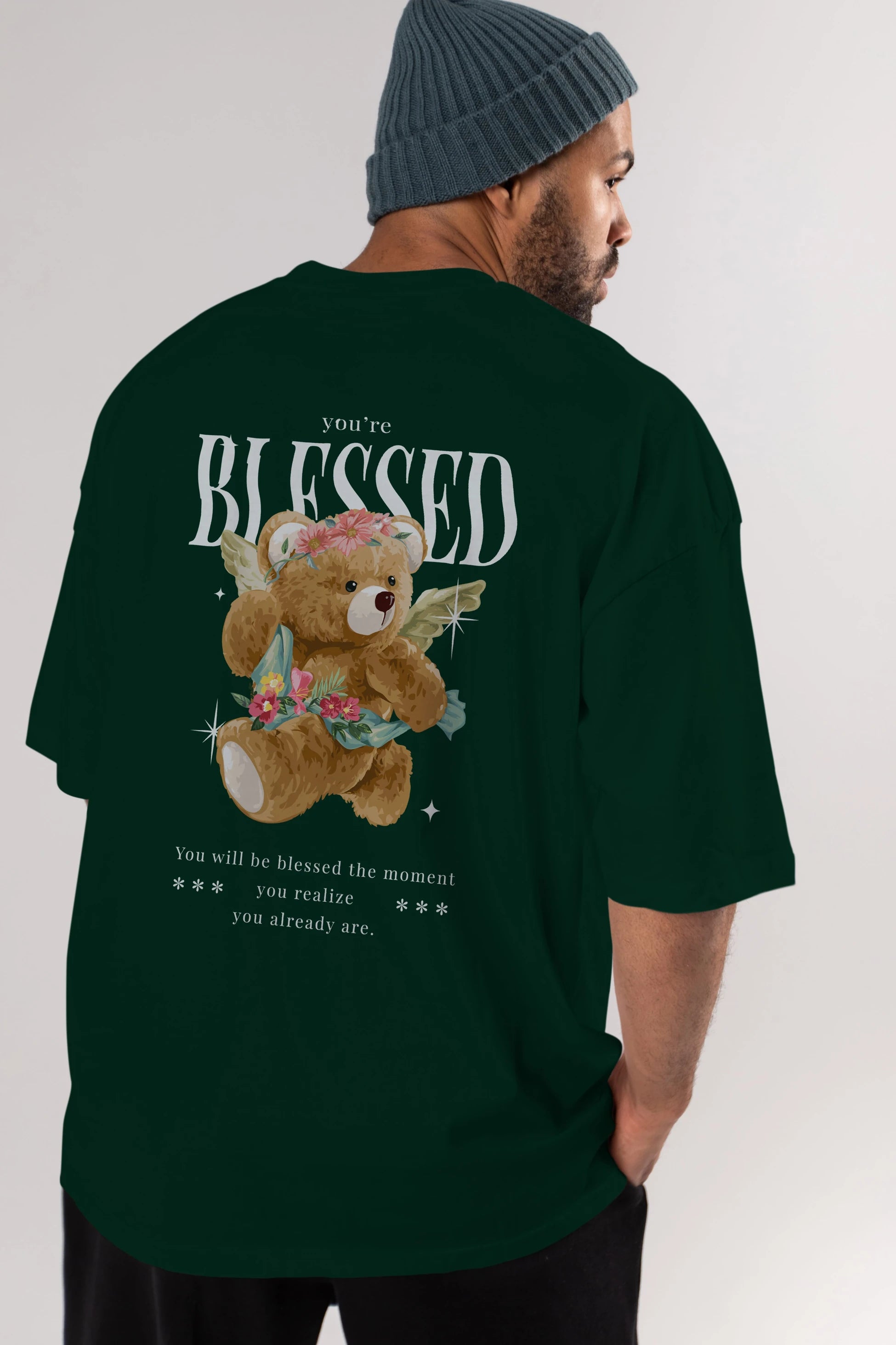 You are Blessed Bear Arka Baskılı Oversize t-shirt Erkek Kadın Unisex