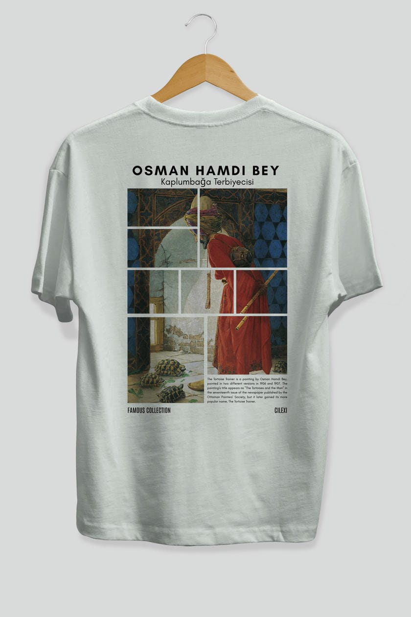 Osman Hamdi Bey Arka Baskılı Oversize t-shirt Erkek Kadın Bisiklet Yaka Pamuk tişort
