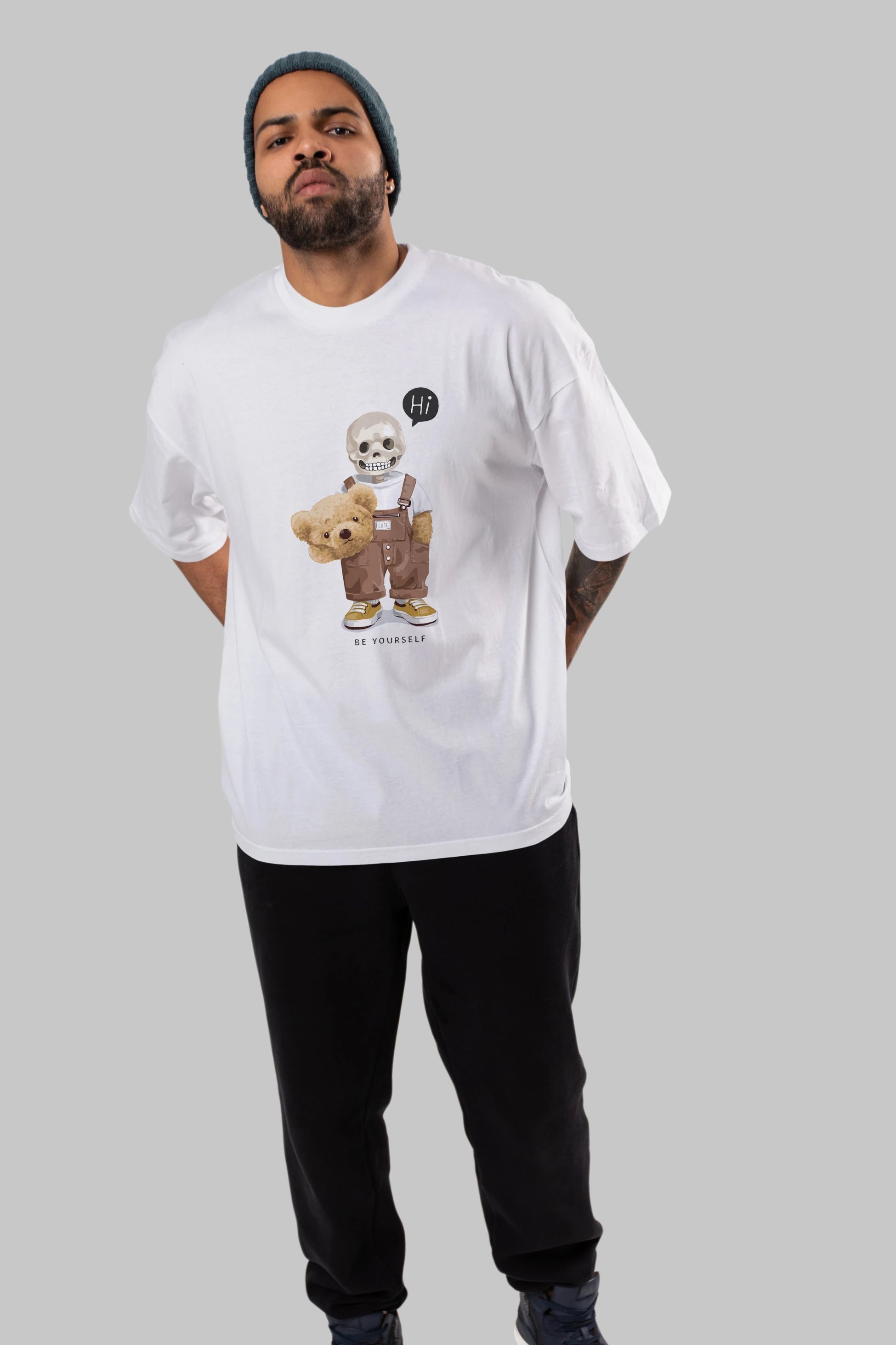 Teddy Bear hi Ön Baskılı Oversize t-shirt Erkek Kadın Unisex %100 Pamuk
