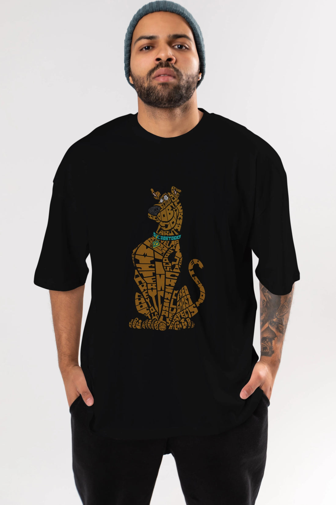 Scooby Doo Ön Baskılı Oversize t-shirt %100 pamuk Erkek Kadın Unisex