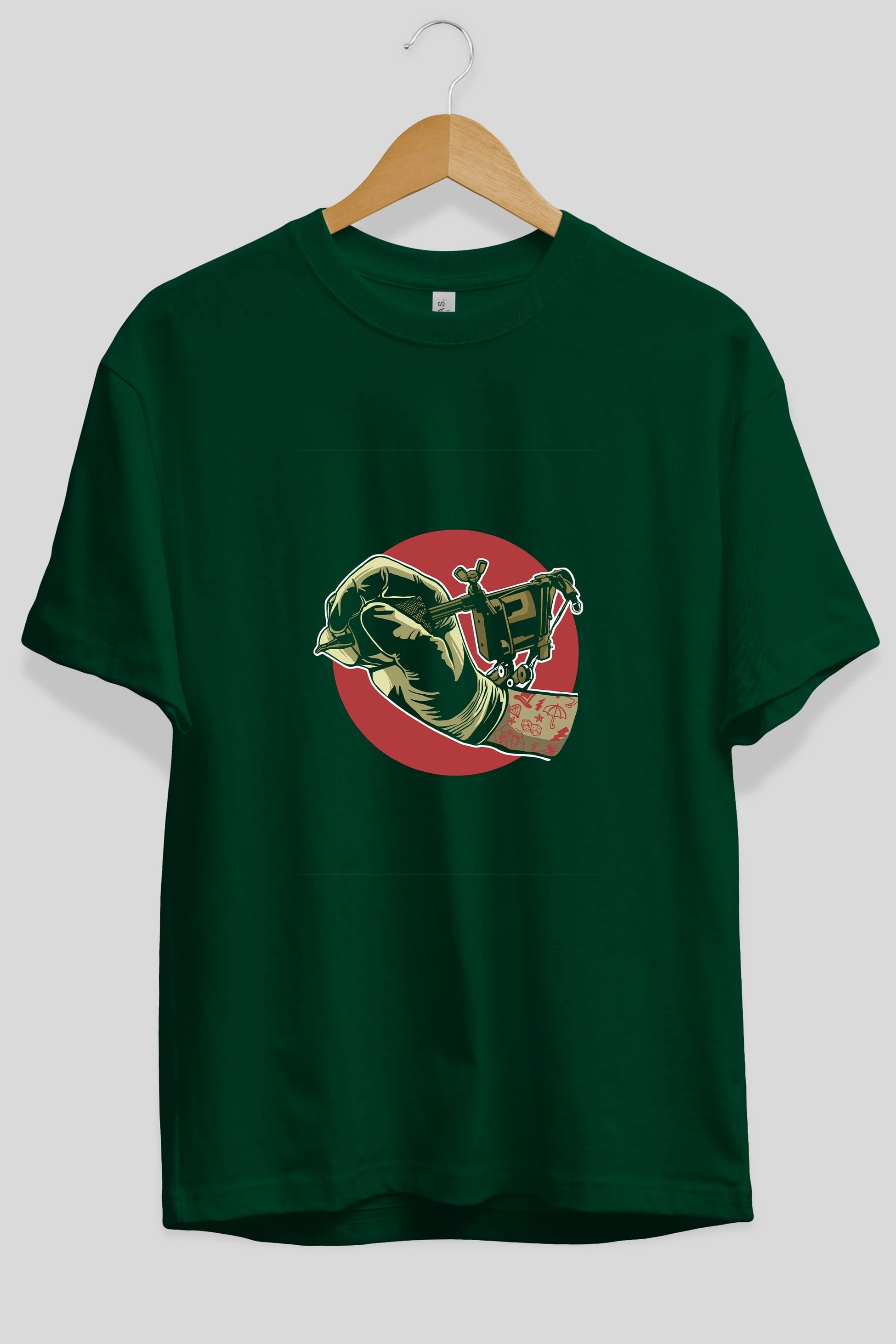 Tattoo Machine ] Ön Baskılı Oversize t-shirt Erkek Kadın Unisex %100 Pamuk tişort