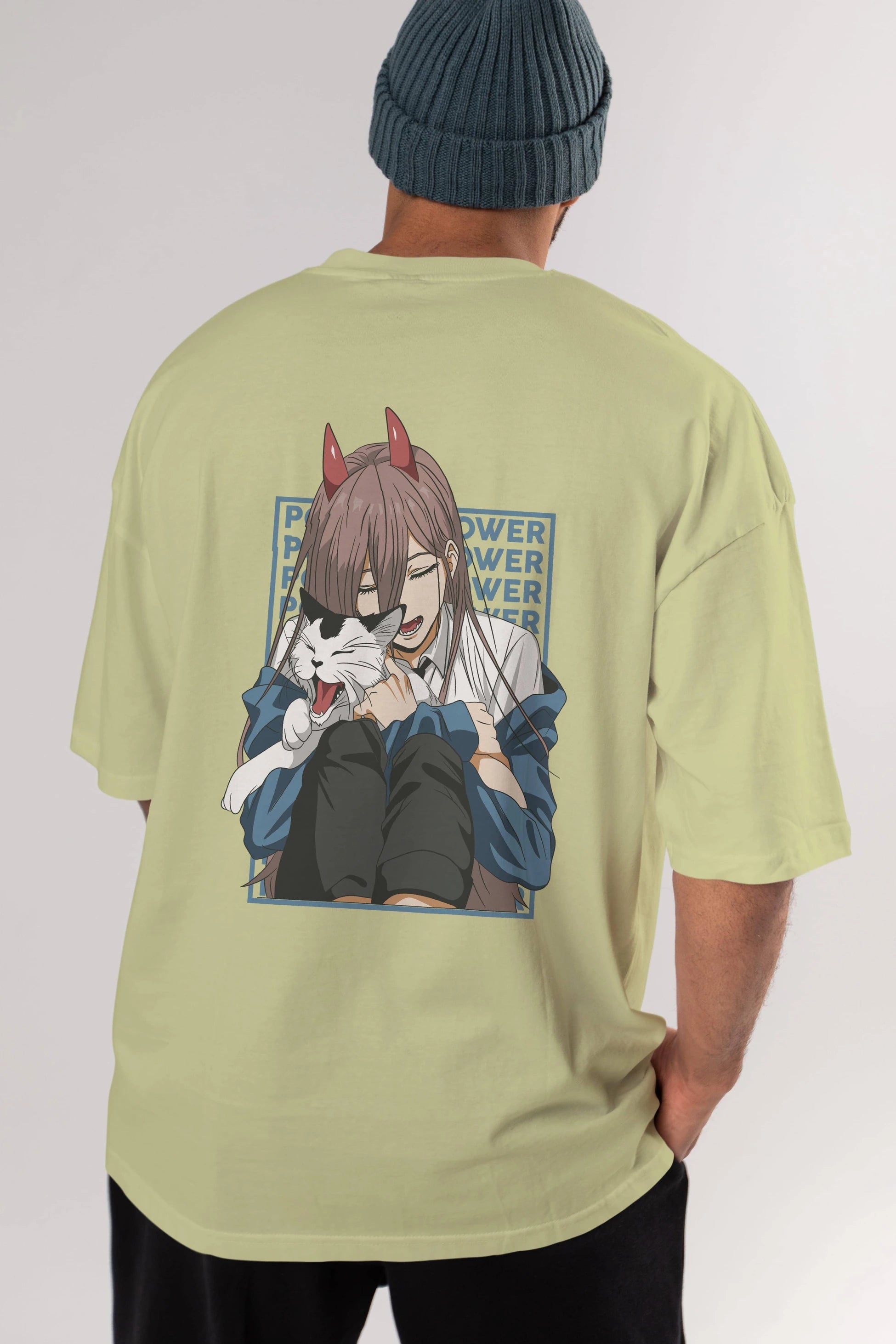 POWER CHAINSAWMAN Anime Arka Baskılı Oversize t-shirt Erkek Kadın Unisex