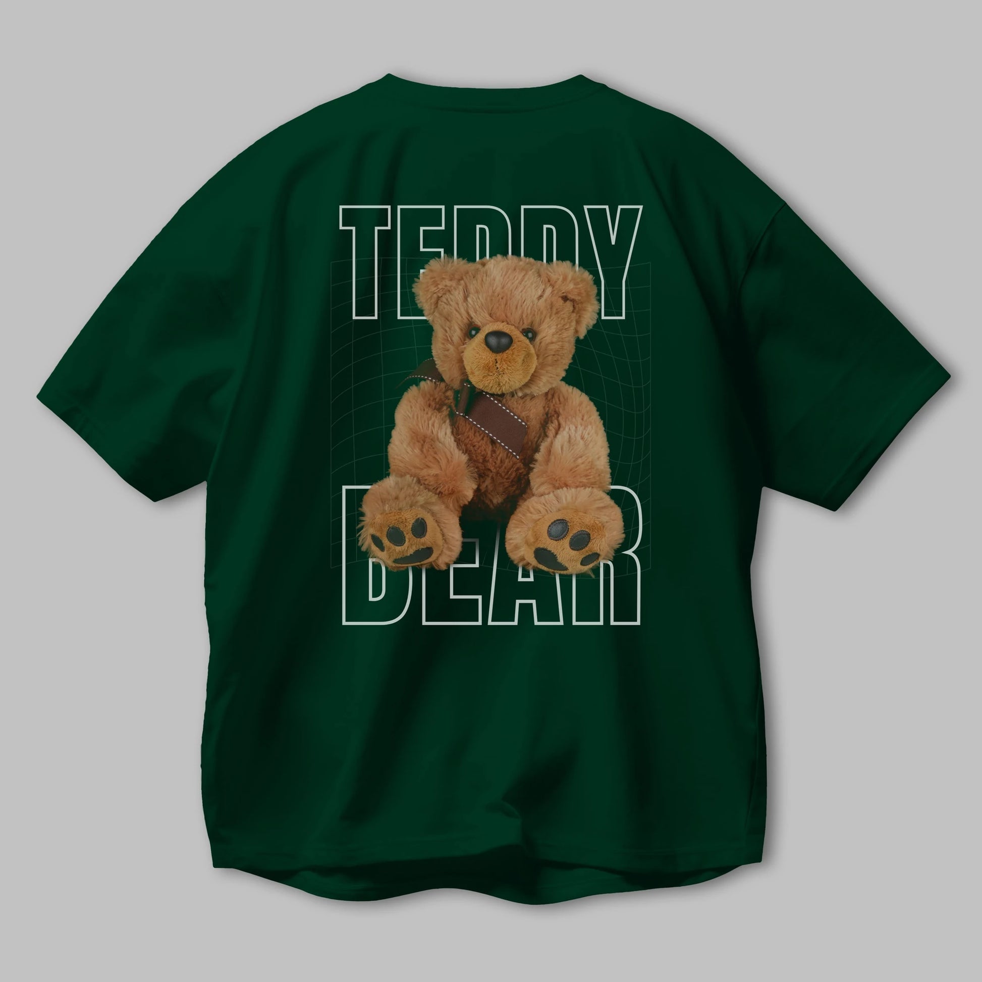 Teddy Bear Yazılı Arka Baskılı Oversize t-shirt Erkek Kadın Unisex %100 Pamuk