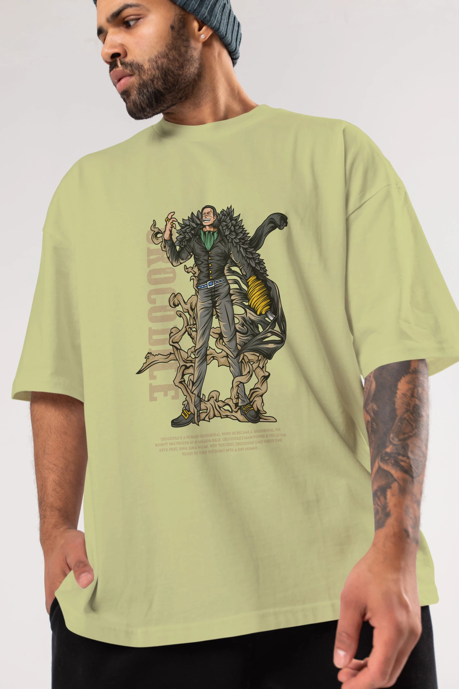 Crocodile Anime Ön Baskılı Oversize t-shirt %100 pamuk Erkek Kadın Unisex
