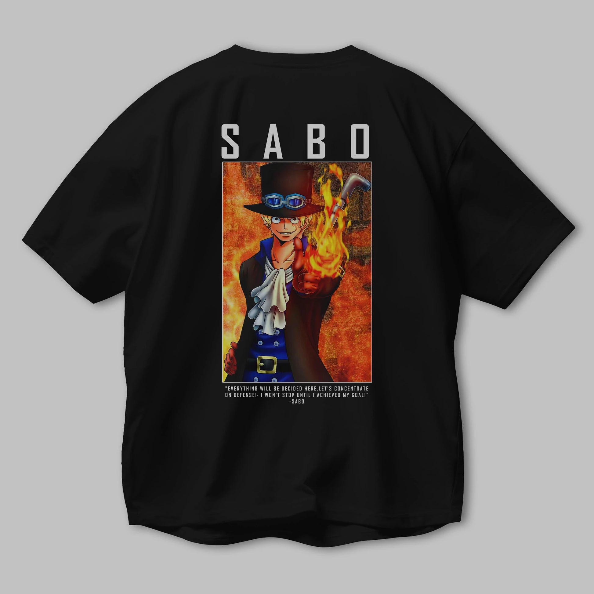 Sabo Anime Arka Baskılı Oversize t-shirt Erkek Kadın Unisex %100 pamuk tişort