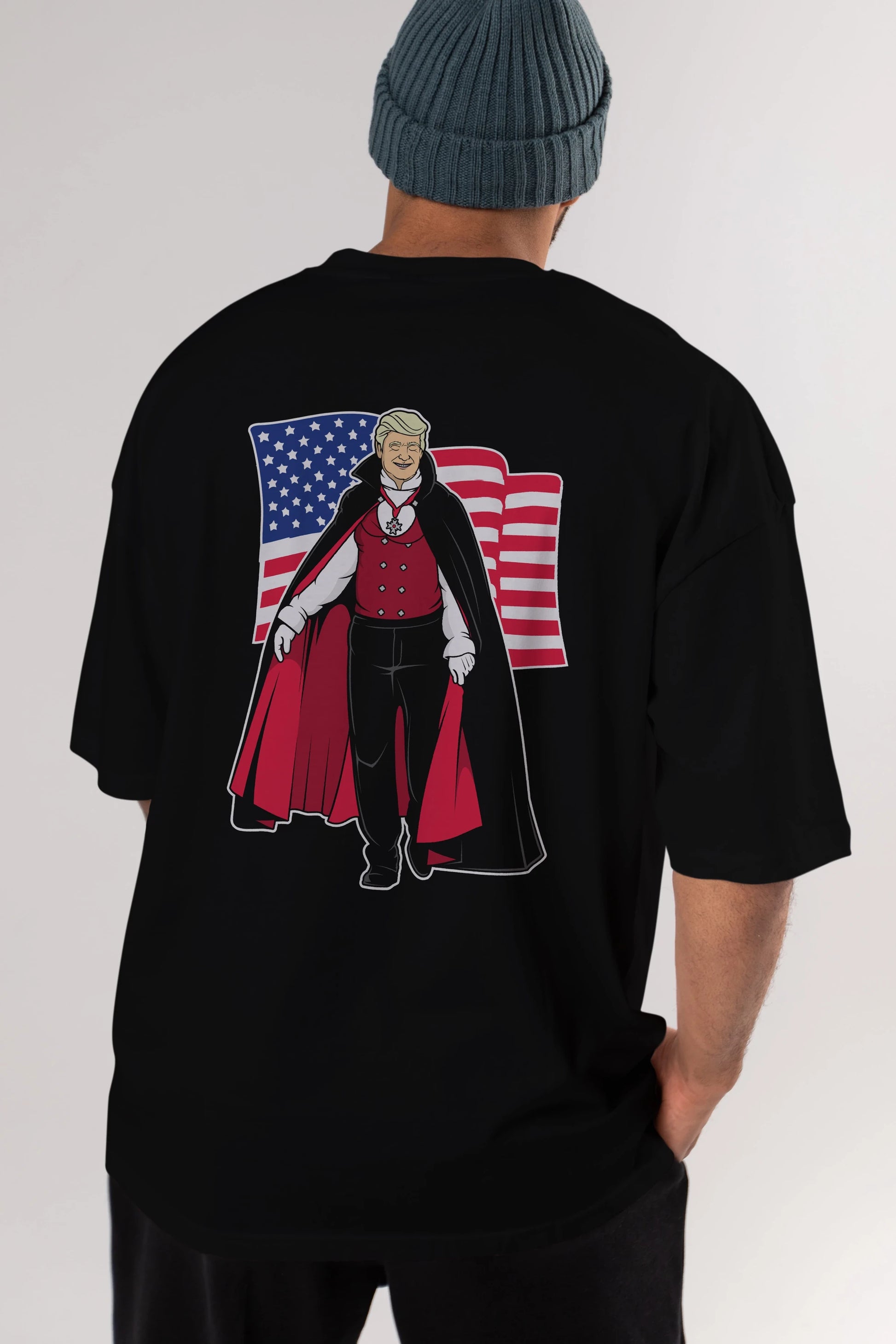 Trump Dracula Arka Baskılı Oversize t-shirt Erkek Kadın Unisex %100 Pamuk tişort