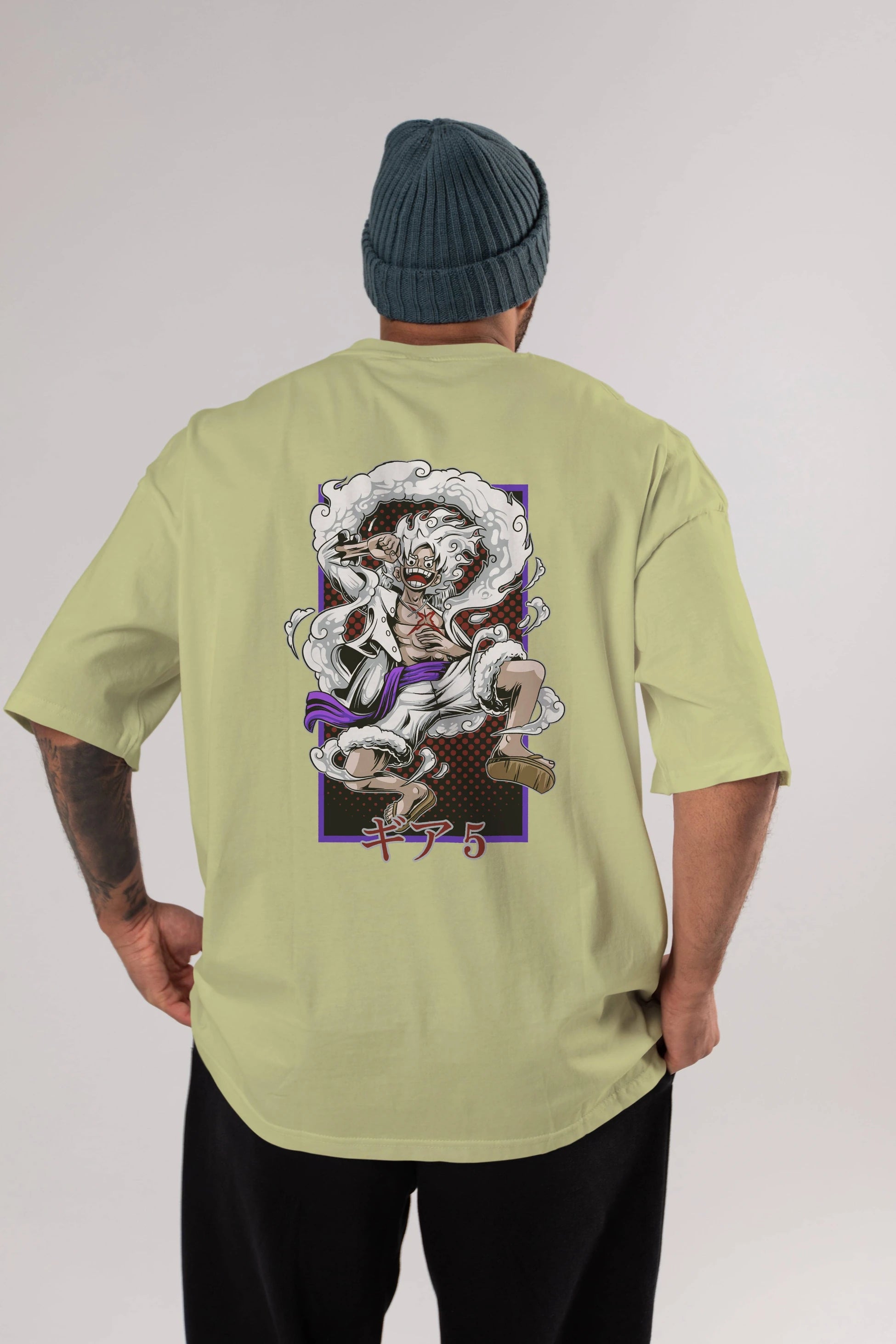 MONKEY D. LUFFY GEAR5 Anime Arka Baskılı Oversize t-shirt Erkek Kadın Unisex