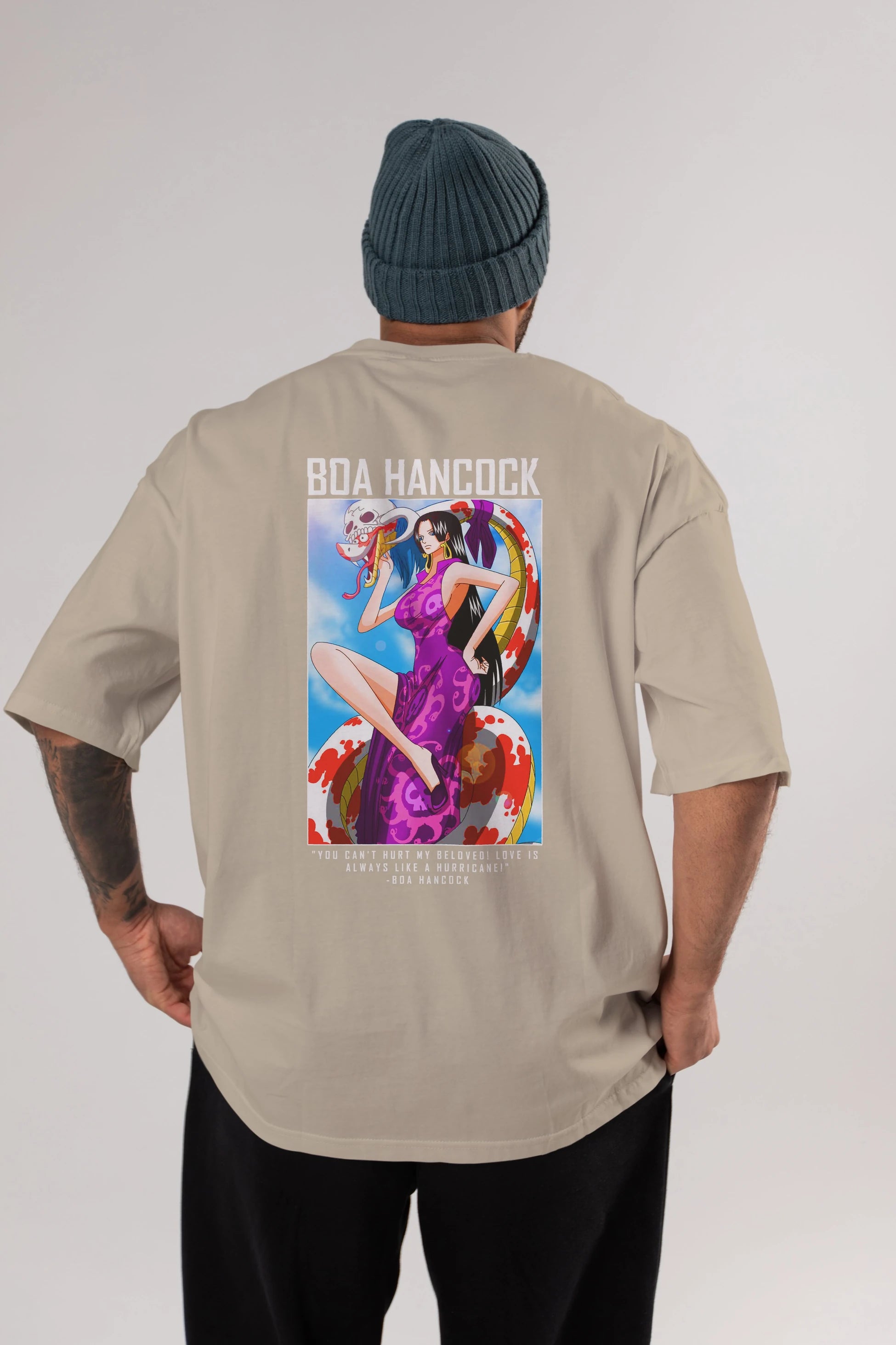 Boa Hancock Anime Arka Baskılı Oversize t-shirt Erkek Kadın Unisex %100 pamuk tişort