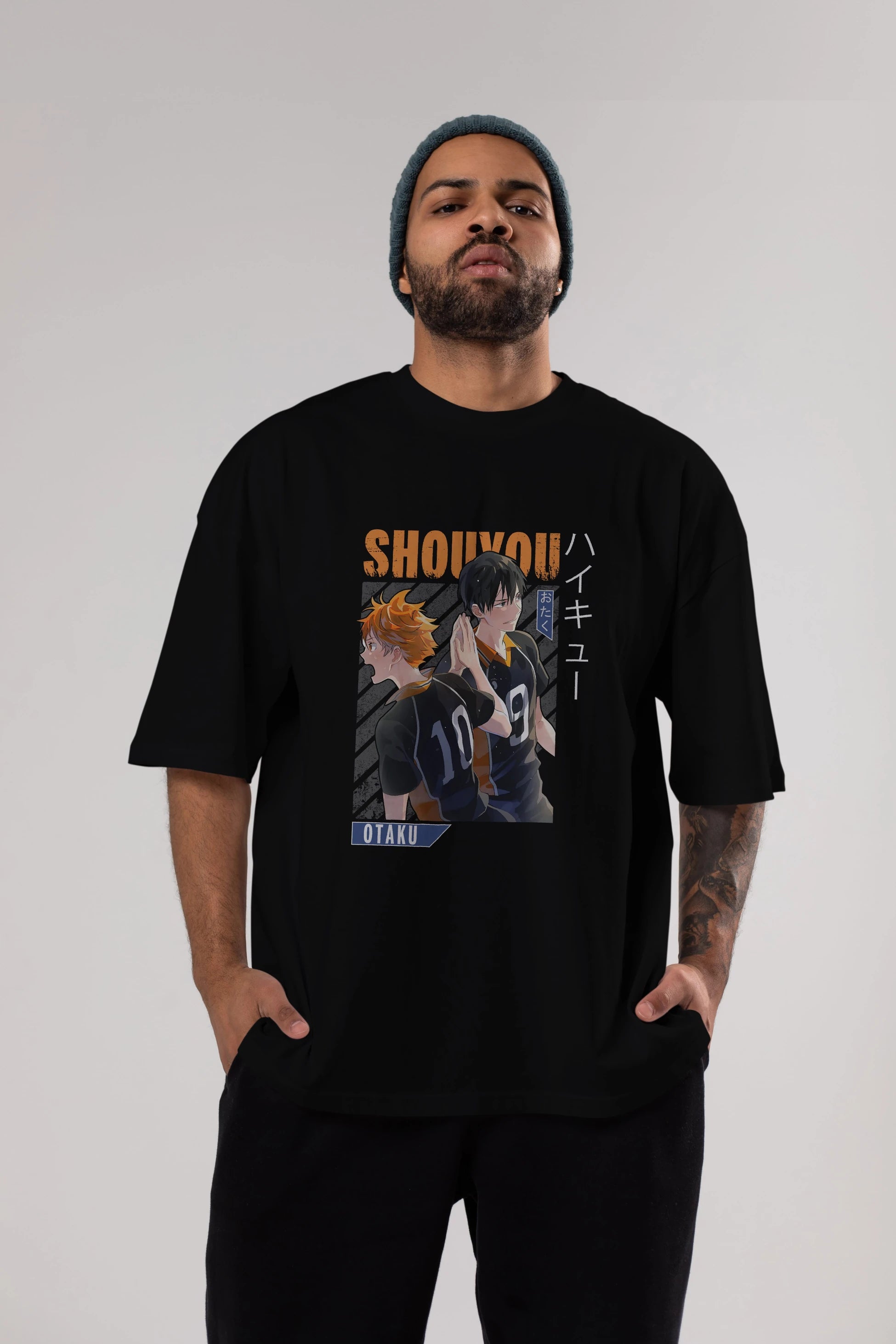Shouyou Hinata 12 Anime Ön Baskılı Oversize t-shirt %100 pamuk Erkek Kadın Unisex