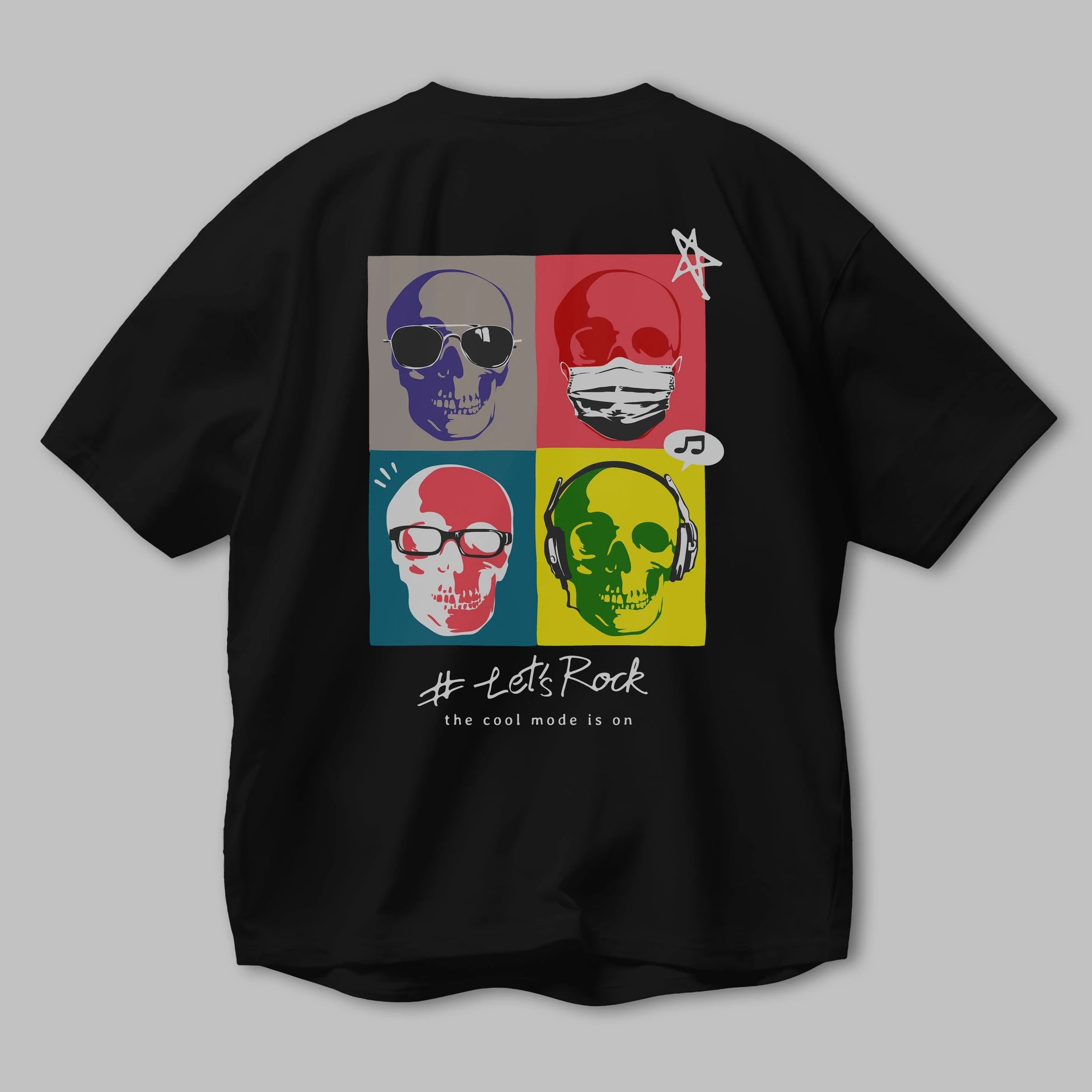 Lets Rock Arka Baskılı Oversize t-shirt Erkek Kadın Unisex