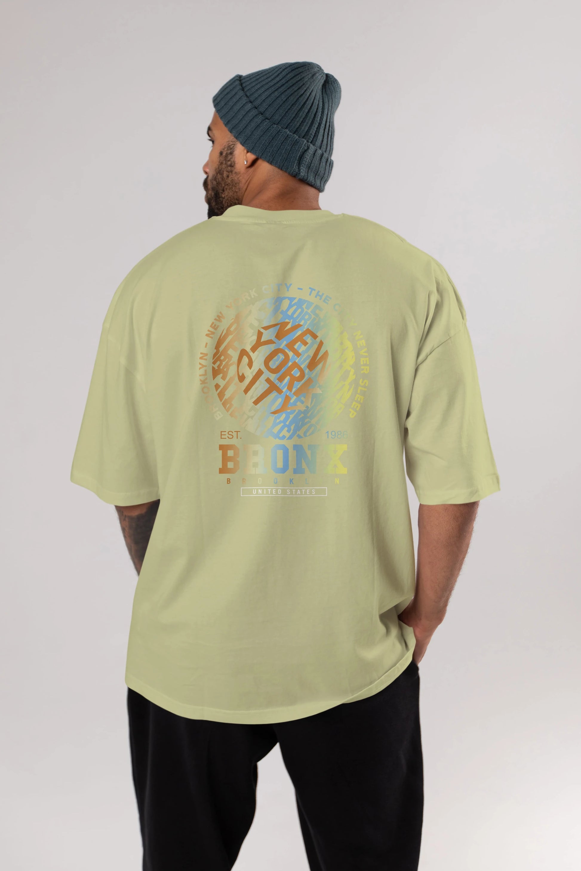 Brooklyn and New York City Arka Baskılı Oversize t-shirt Erkek Kadın Unisex