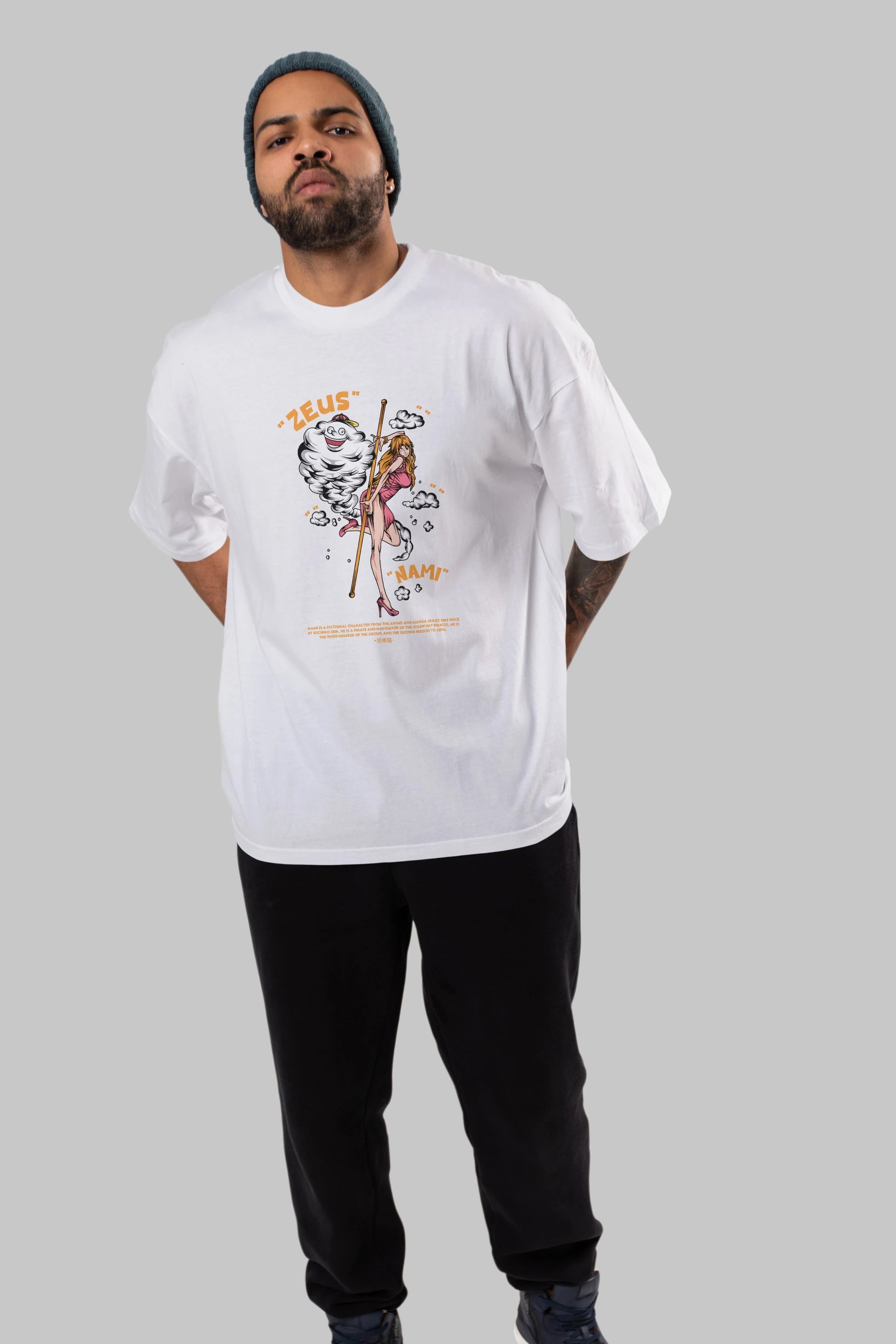 Zeus Nami Anime Ön Baskılı Oversize t-shirt %100 pamuk Erkek Kadın Unisex