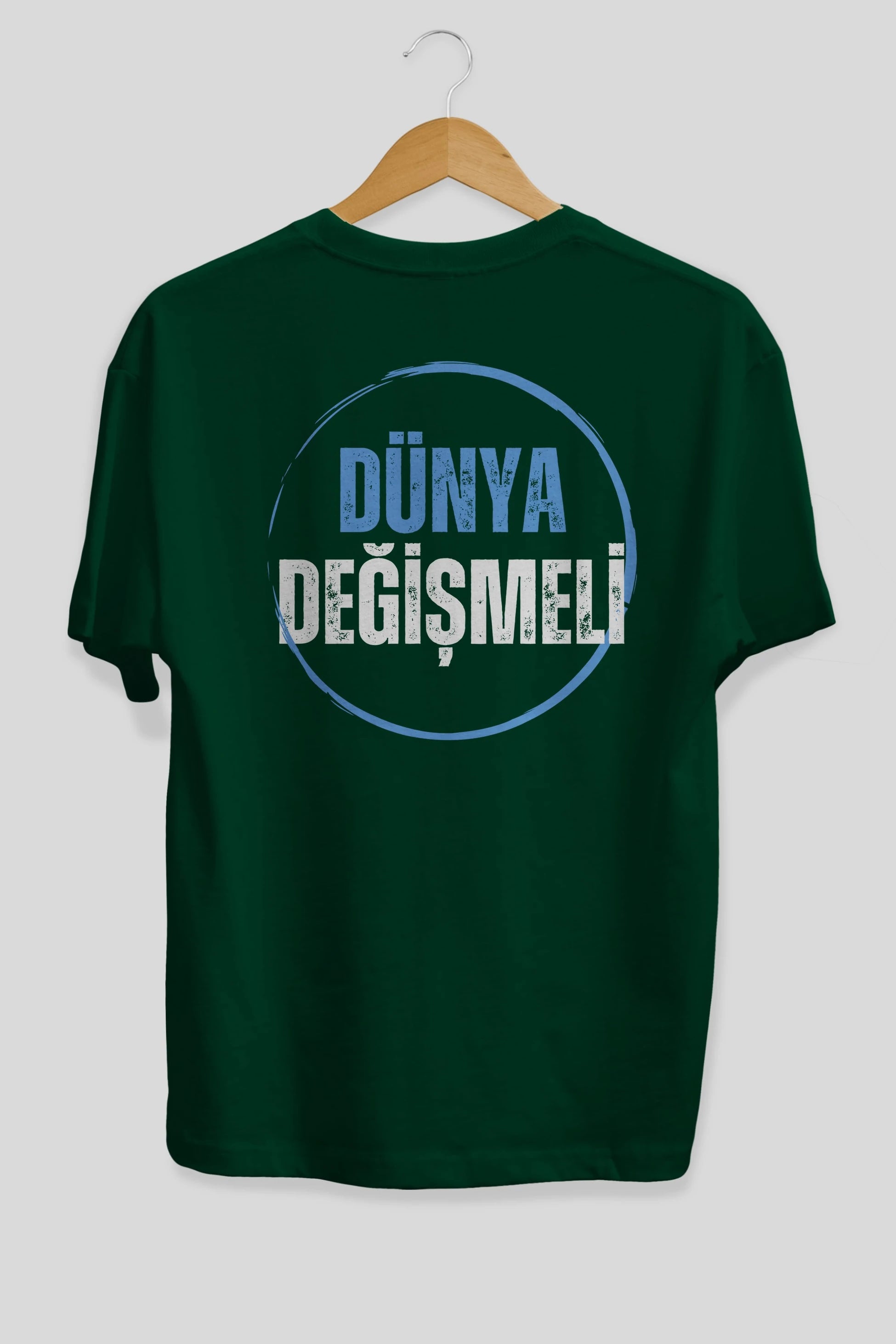 Dünya Değişmeli Yazılı Arka Baskılı Oversize t-shirt Erkek Kadın Unisex