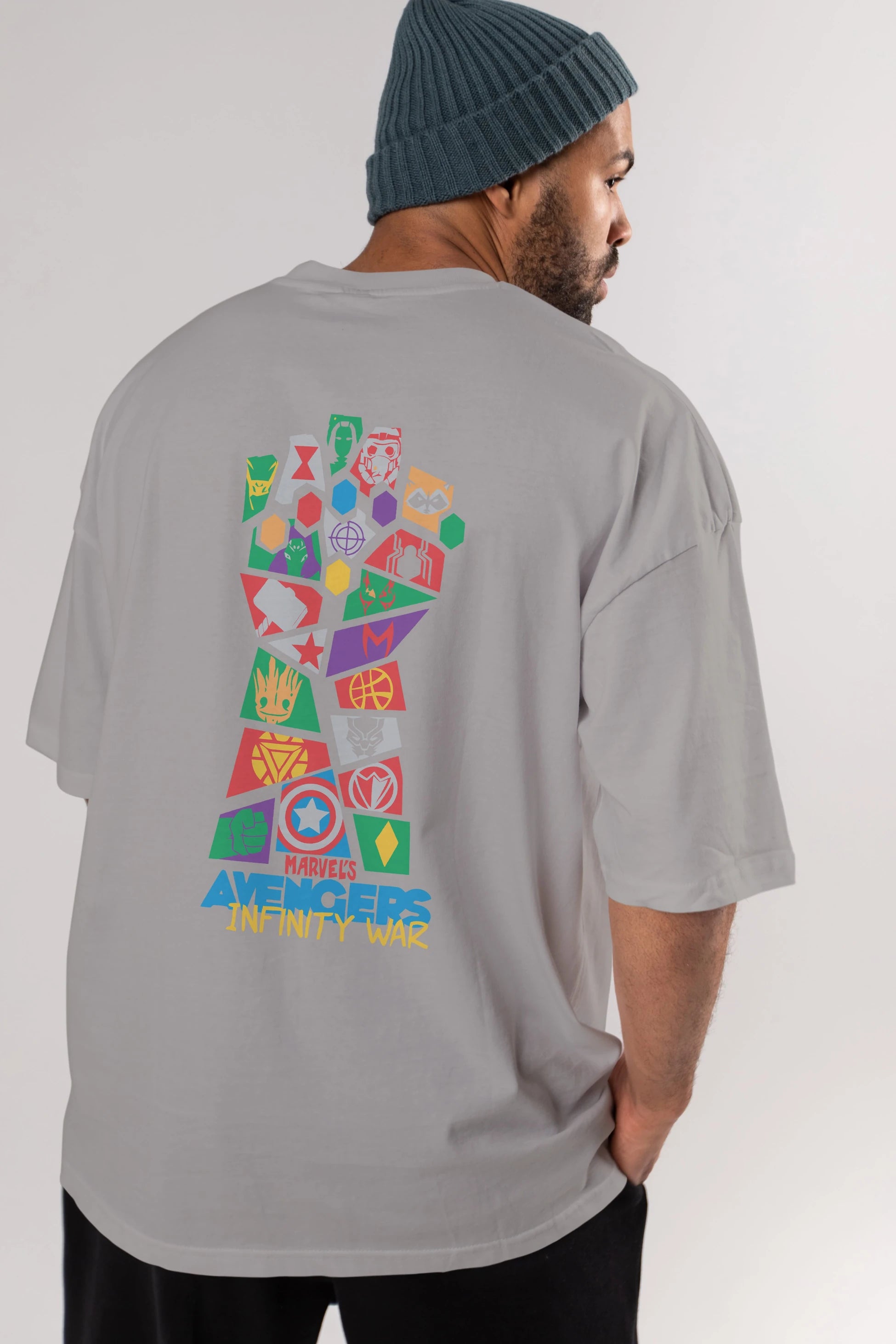 The Avengers Arka Baskılı Oversize t-shirt Erkek Kadın Unisex %100 Pamuk Bisiklet Yaka tişort