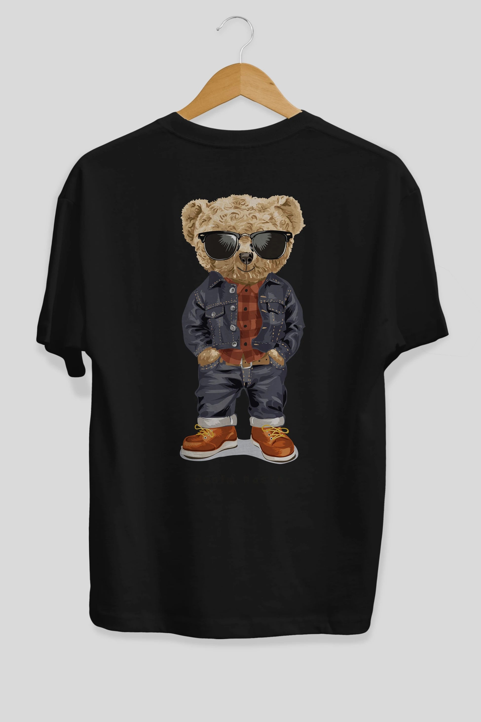 Teddy Bear Tarz Arka Baskılı Oversize t-shirt Erkek Kadın Unisex %100 Pamuk
