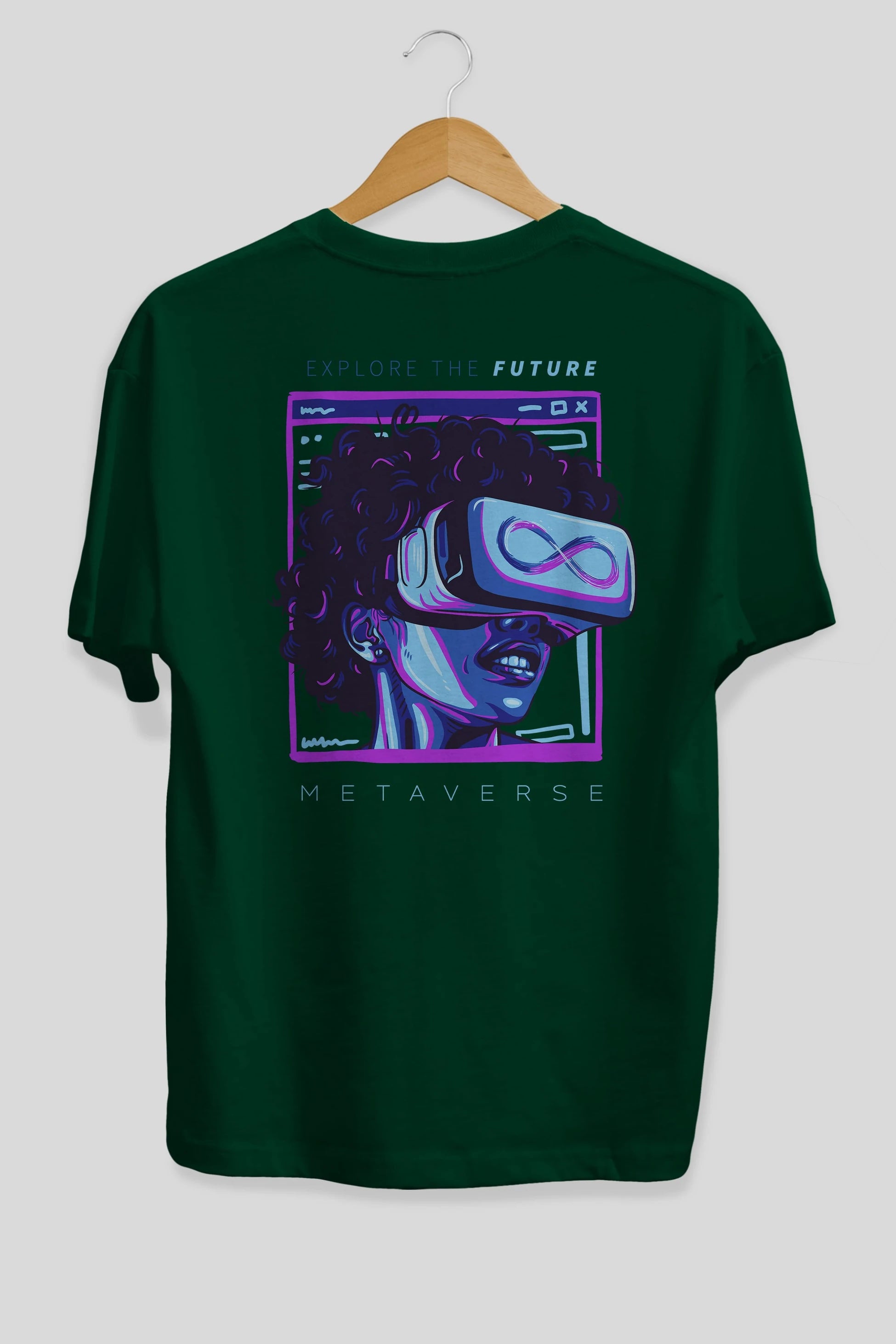 Metaverse Arka Baskılı Oversize t-shirt Erkek Kadın Unisex