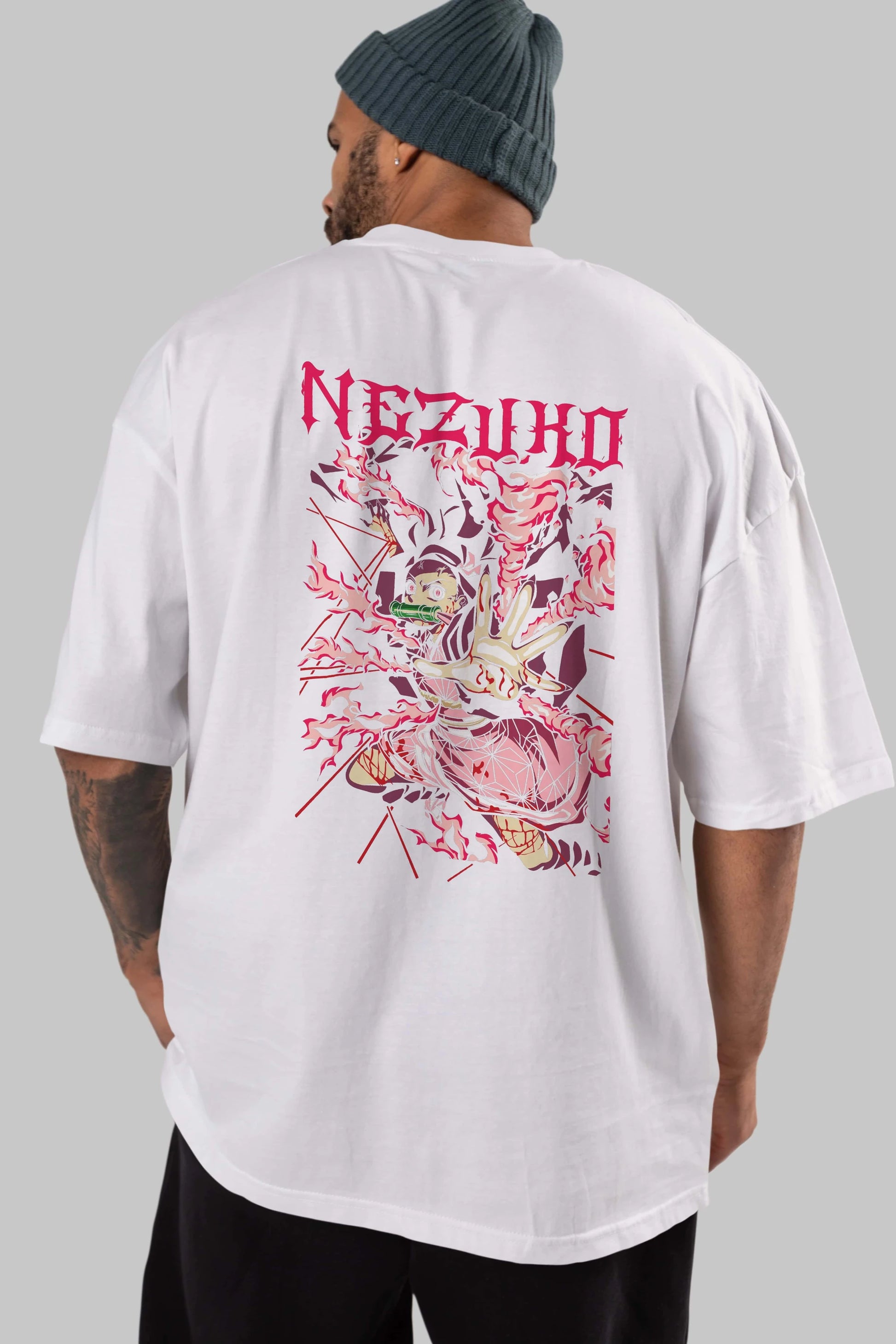 NEZUKO KAMADO Anime Arka Baskılı Oversize t-shirt Erkek Kadın Unisex