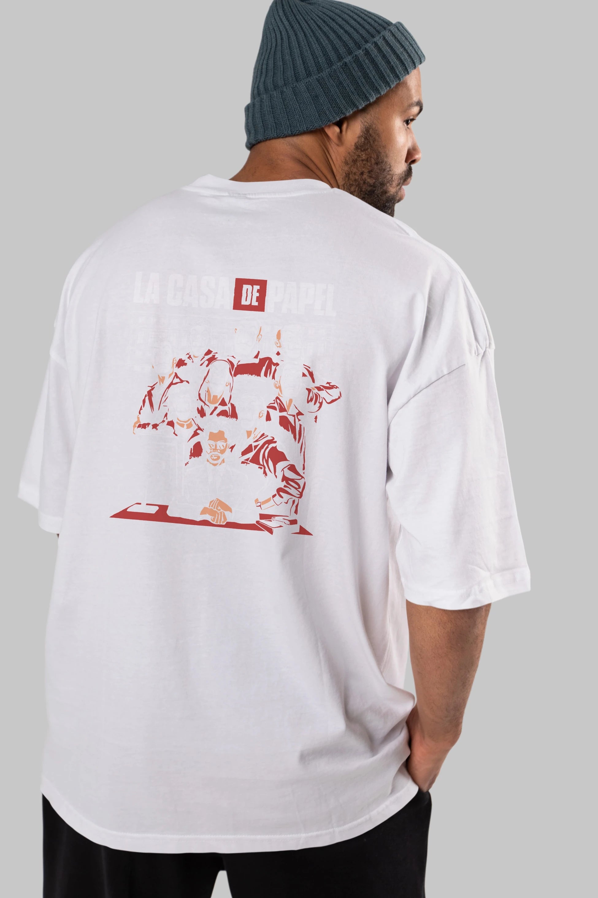 La Casa De Papel (5) Arka Baskılı Oversize t-shirt Erkek Kadın Unisex %100 Pamuk Bisiklet Yaka tişort