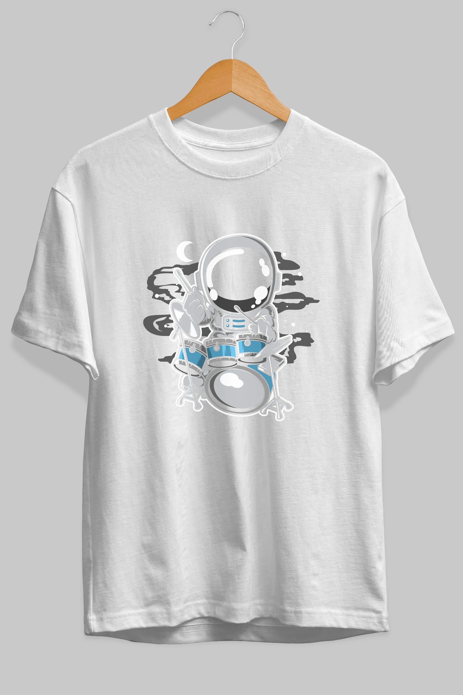 Astronaut Drummer Ön Baskılı Oversize t-shirt Erkek Kadın Unisex