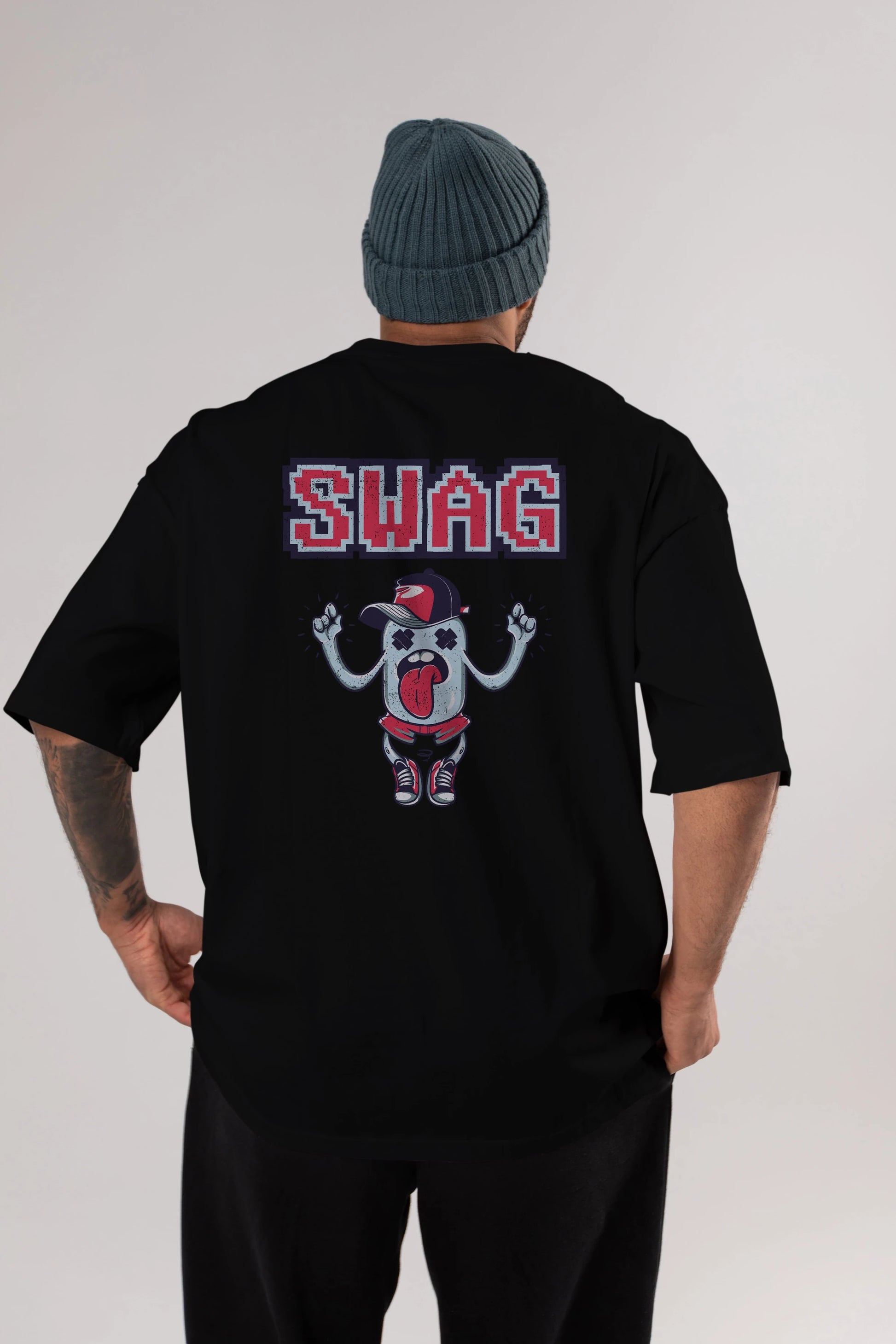Swag Arka Baskılı Oversize t-shirt Erkek Kadın Unisex