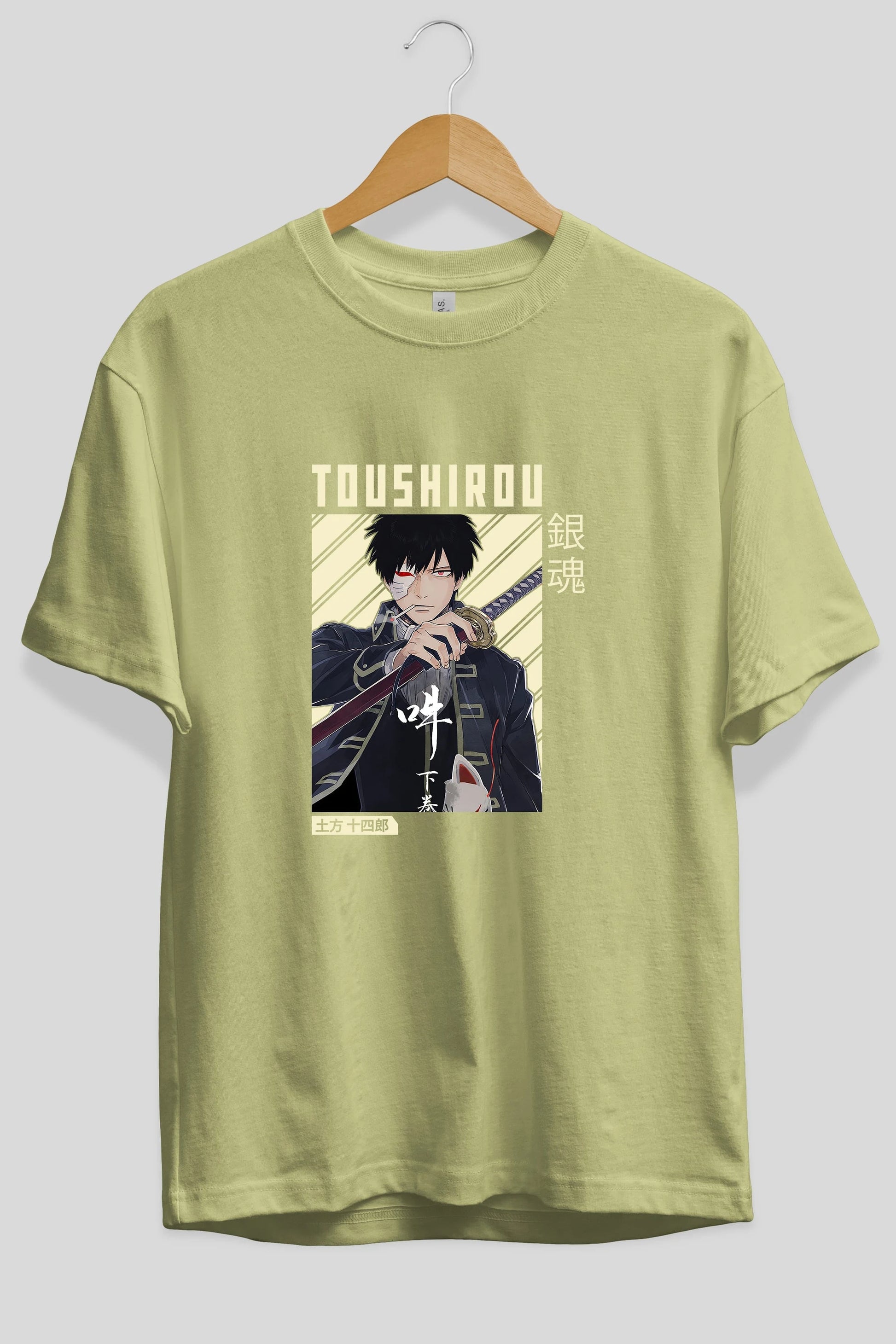Toushirou Hijikata Anime Ön Baskılı Oversize t-shirt %100 pamuk Erkek Kadın Unisex