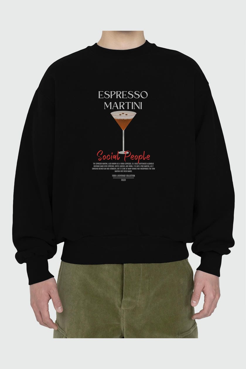 Espresso Martini ön Baskılı Oversize Sweatshirt Erkek Kadın Unisex
