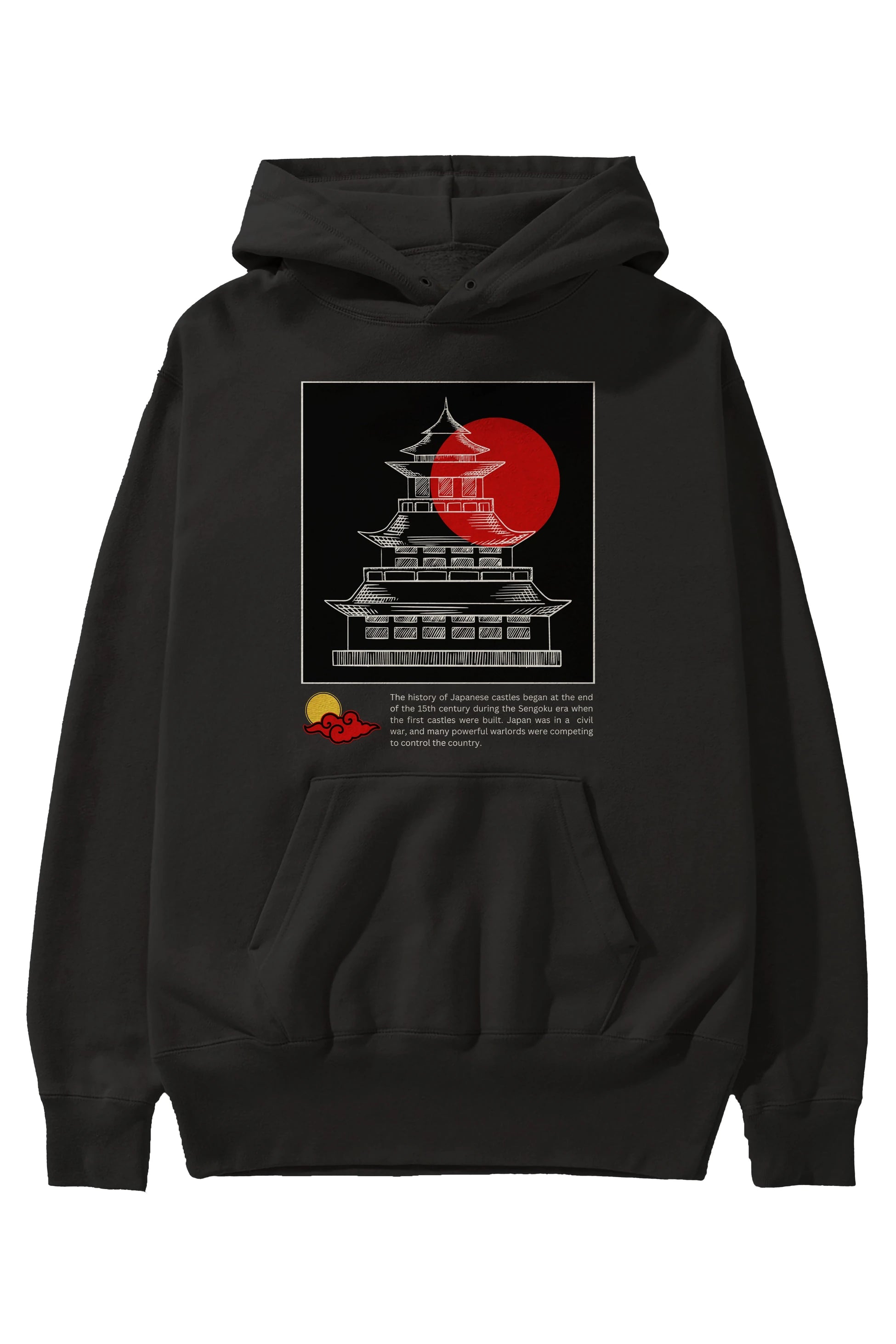 Retro Japanese Ön Baskılı Oversize Hoodie Kapüşonlu Sweatshirt Erkek Kadın Unisex