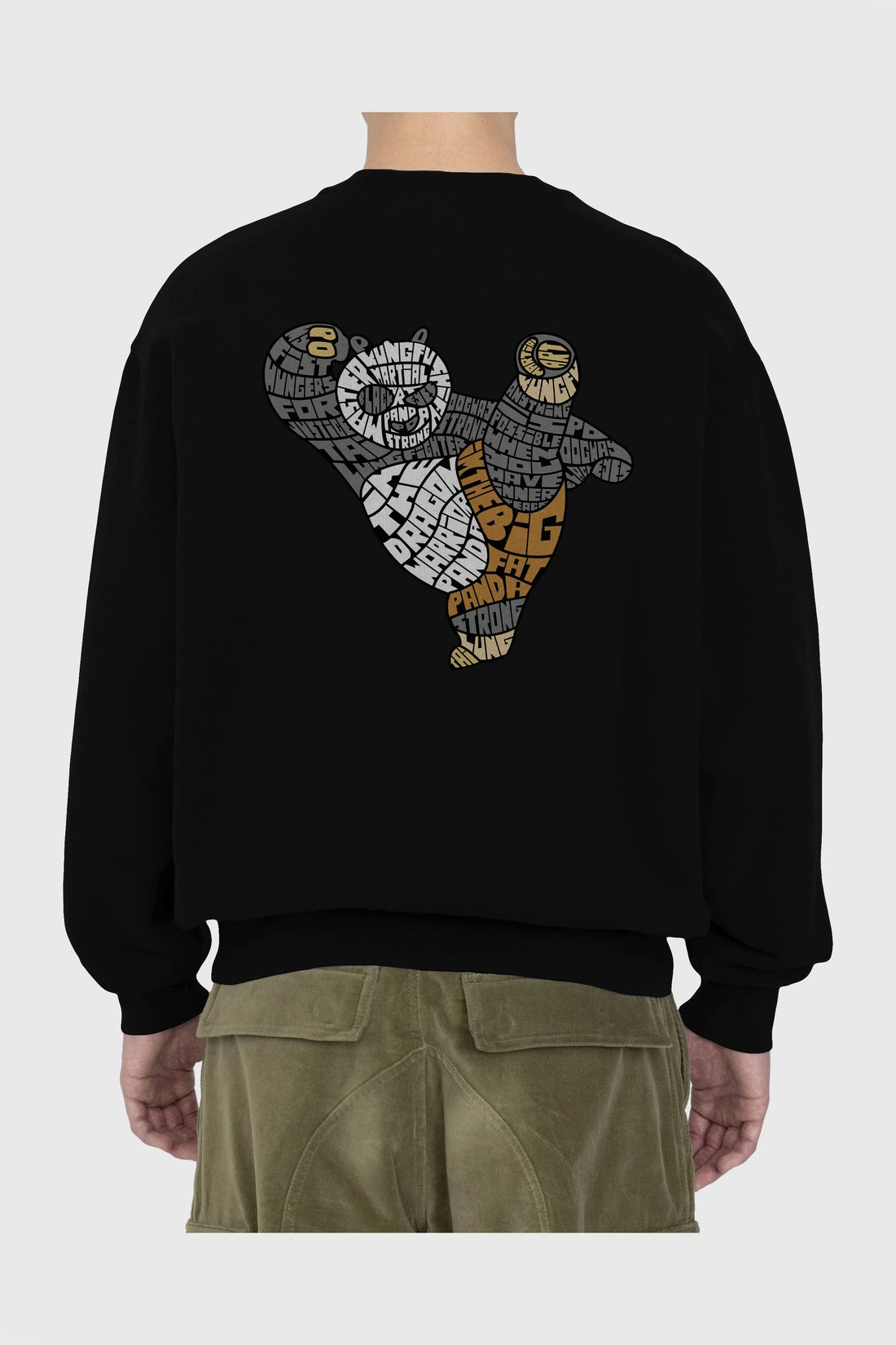Warrior Panda Arka Baskılı Oversize Sweatshirt Erkek Kadın Unisex