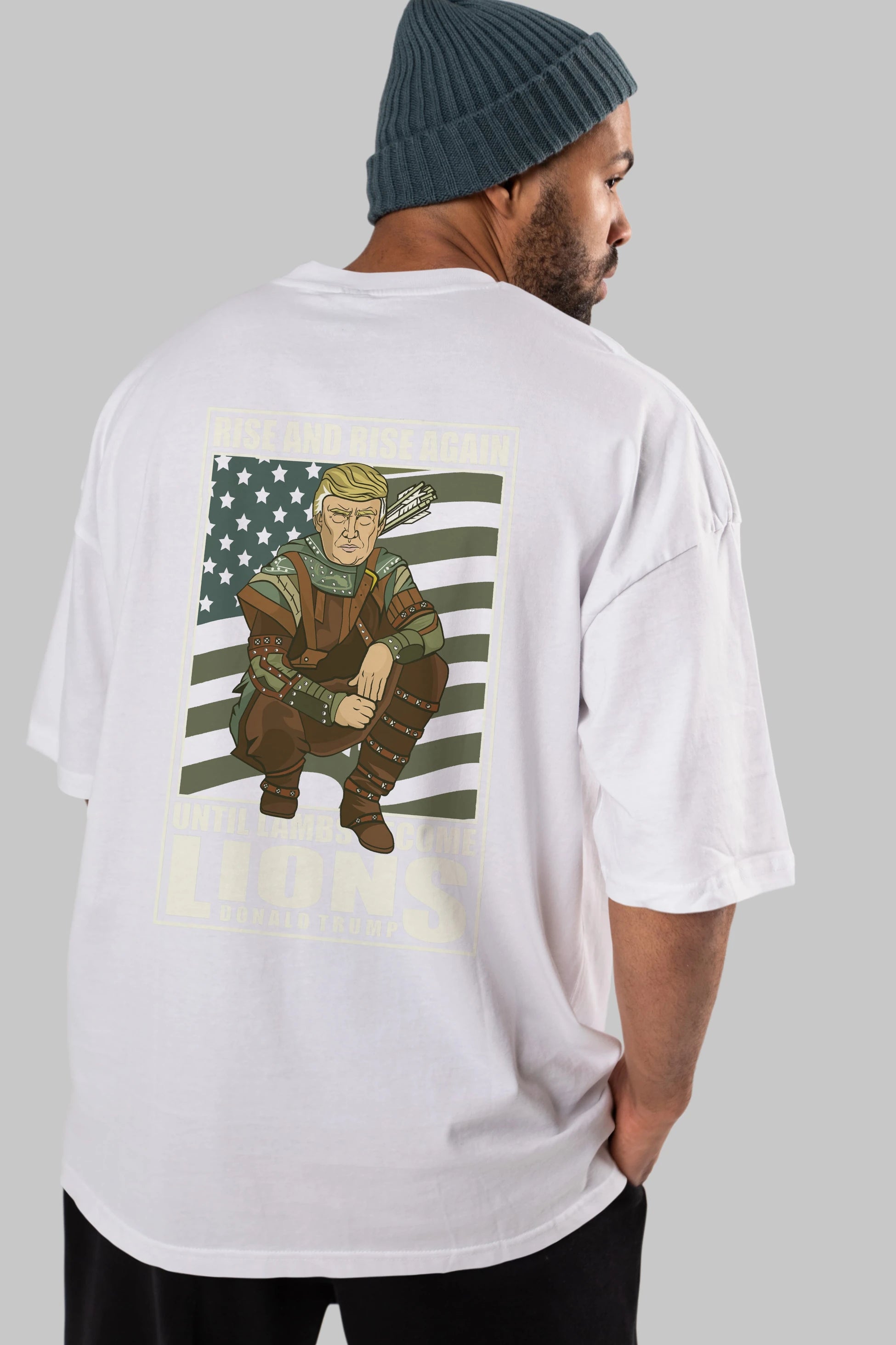 Robin Hood Trump Arka Baskılı Oversize t-shirt Erkek Kadın Unisex %100 Pamuk tişort