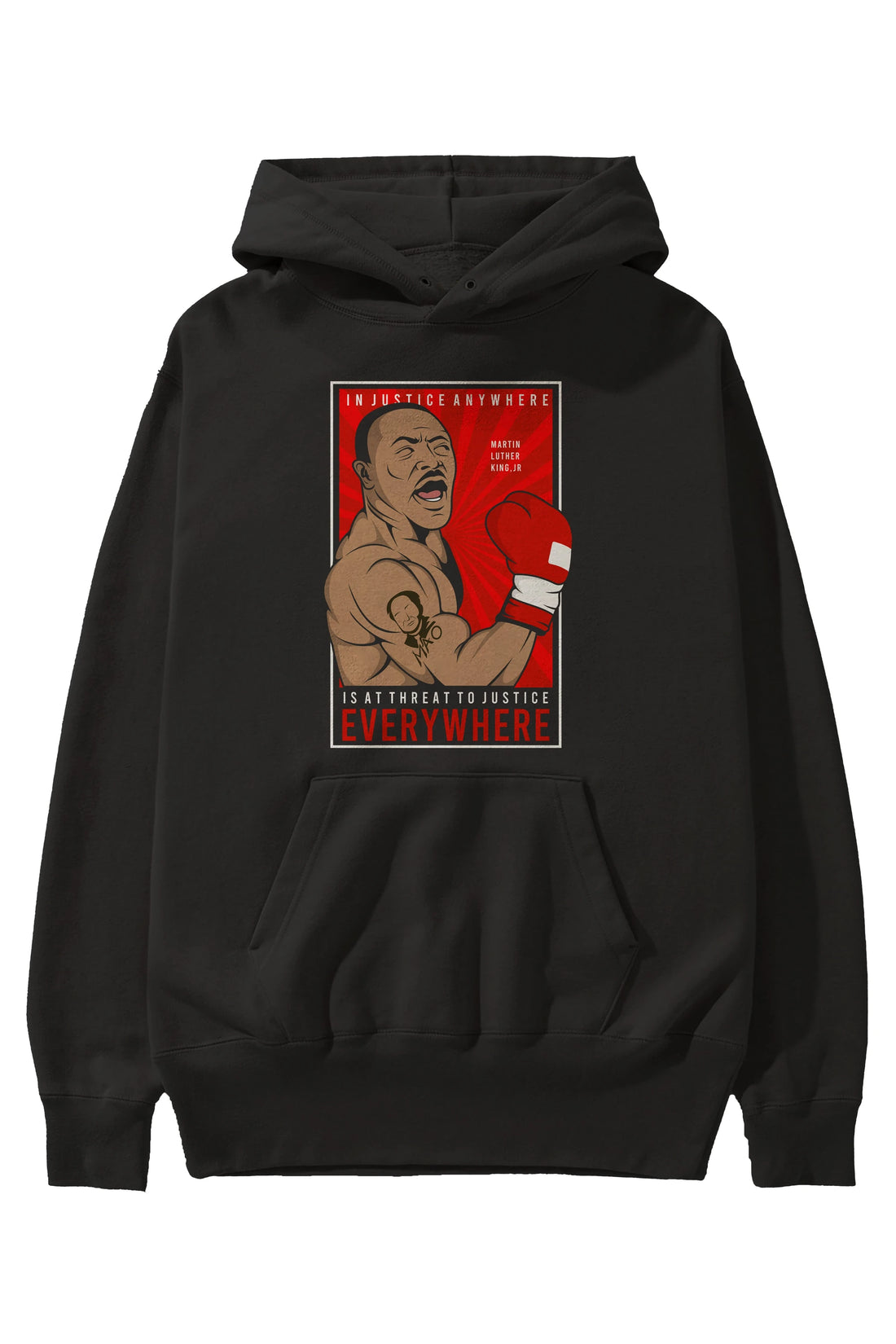 Luther King Boxer Ön Baskılı Hoodie Oversize Kapüşonlu Sweatshirt Erkek Kadın Unisex