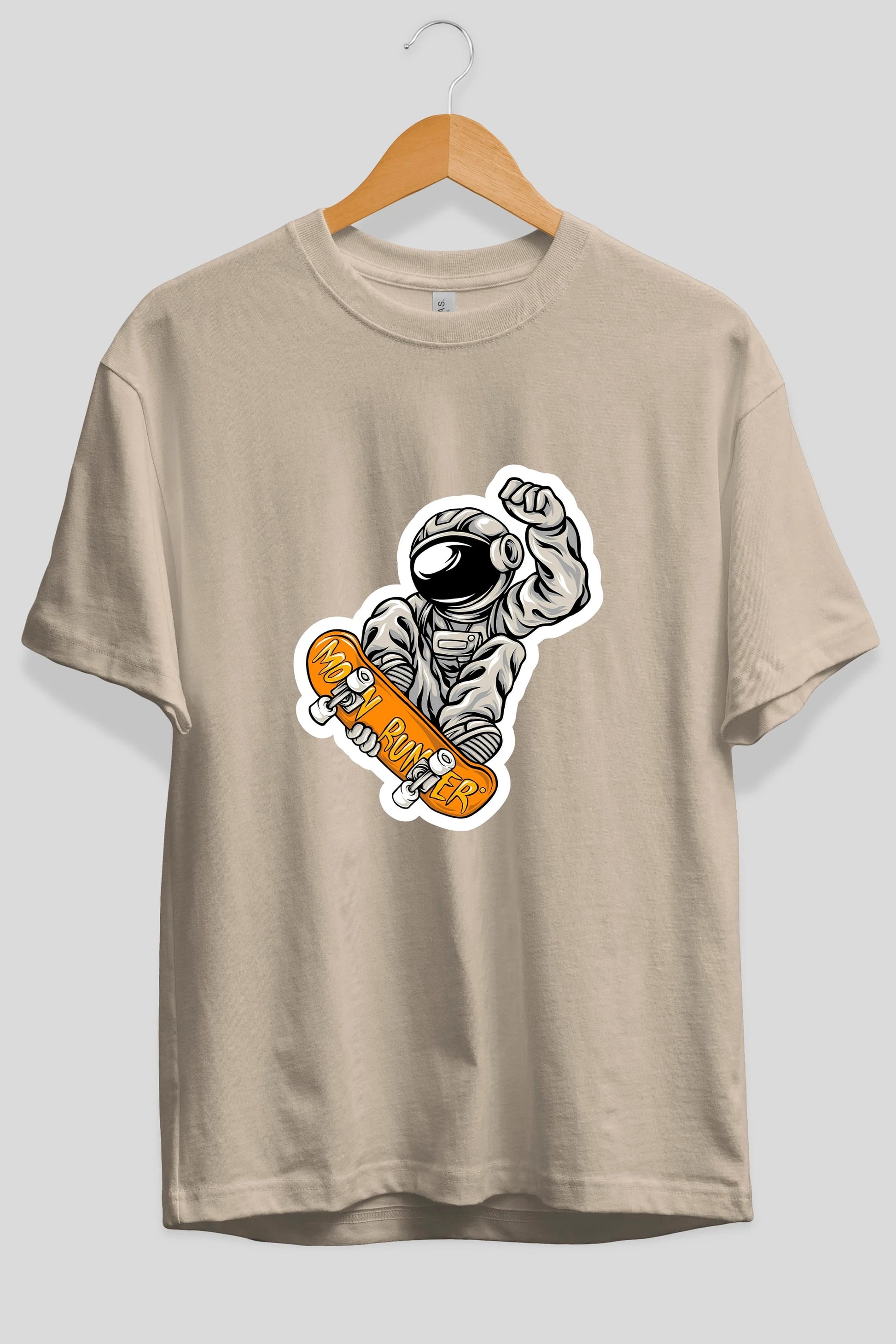 Moon Runner Sticker Ön Baskılı Oversize t-shirt Erkek Kadın Unisex