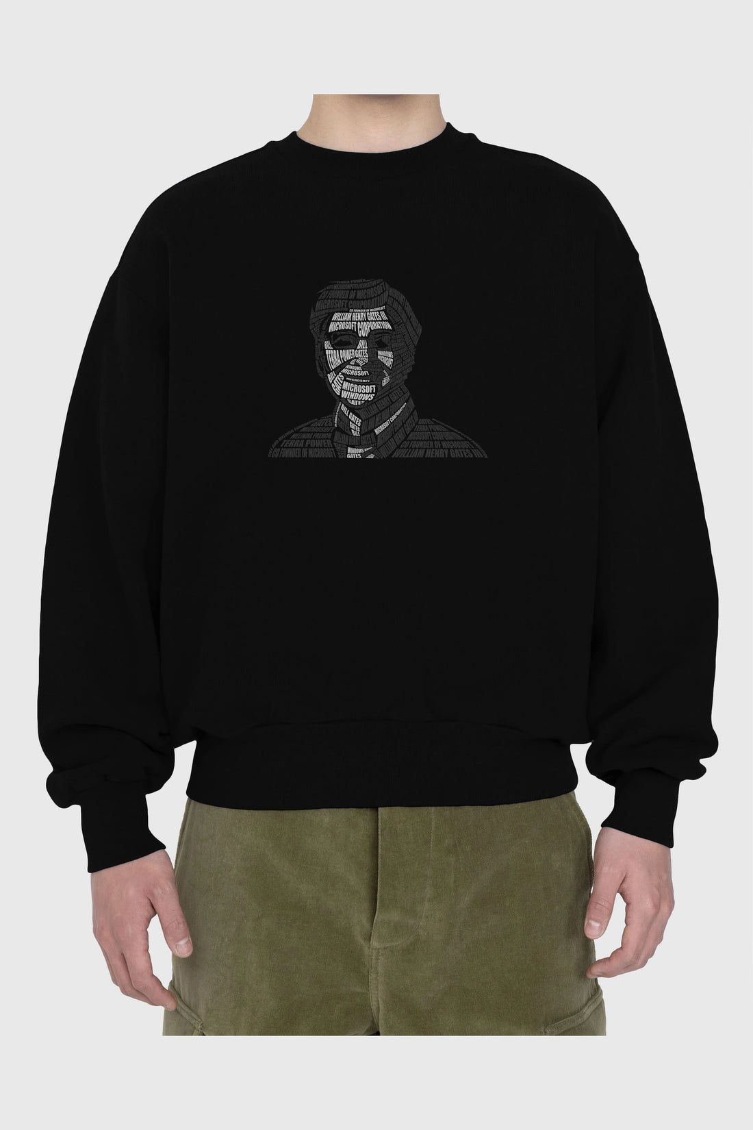 Bill Gates Calligram Ön Baskılı Oversize Sweatshirt Erkek Kadın Unisex